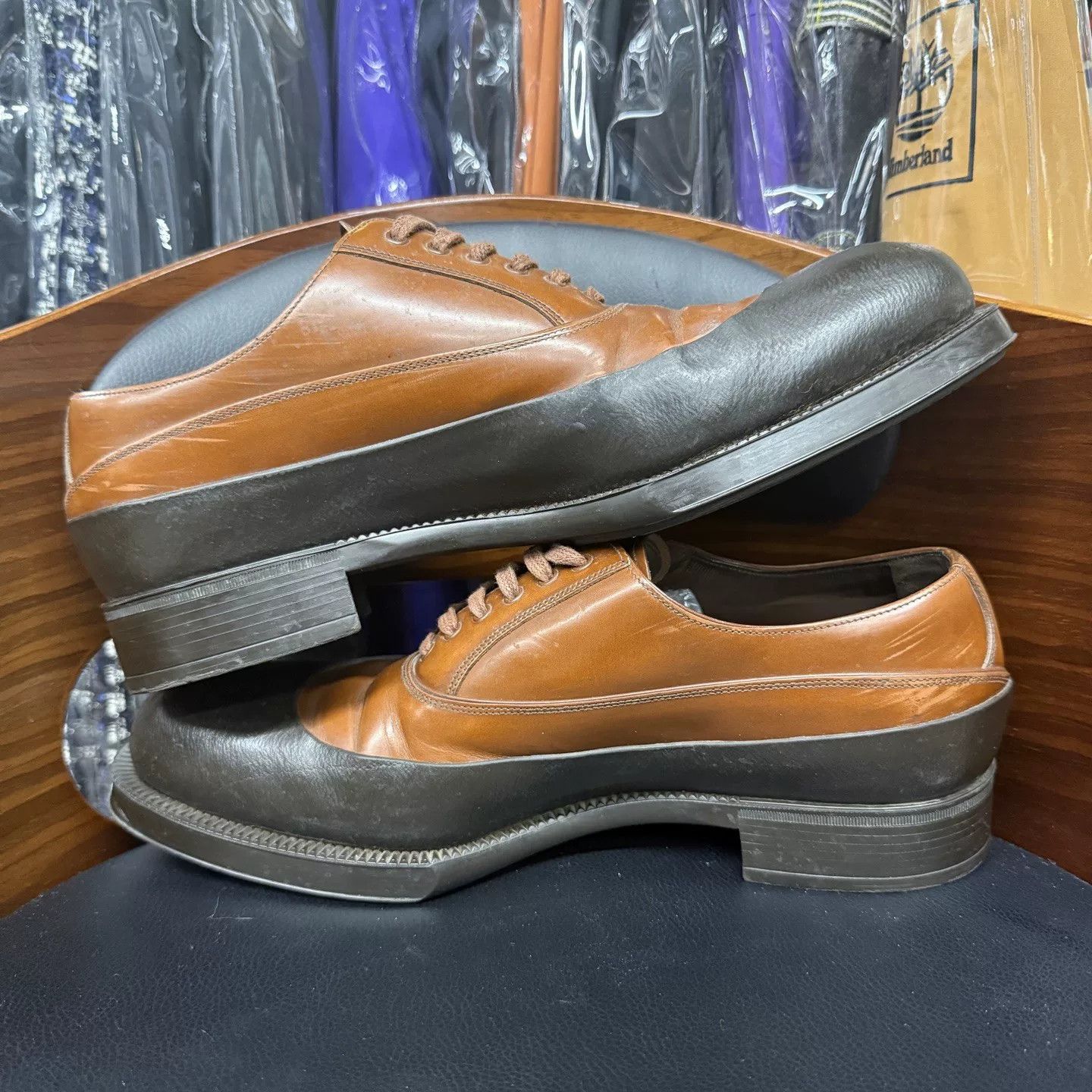 Prada Prada 2E Show Black Brown Leather Shoes Size US 8.5 / EU 41-42 - 7 Thumbnail
