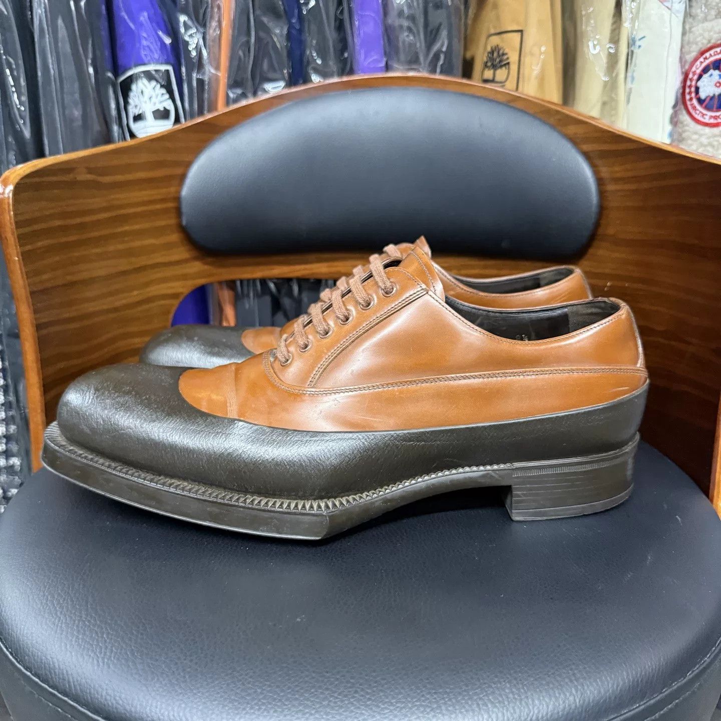 Prada Prada 2E Show Black Brown Leather Shoes Size US 8.5 / EU 41-42 - 6 Thumbnail