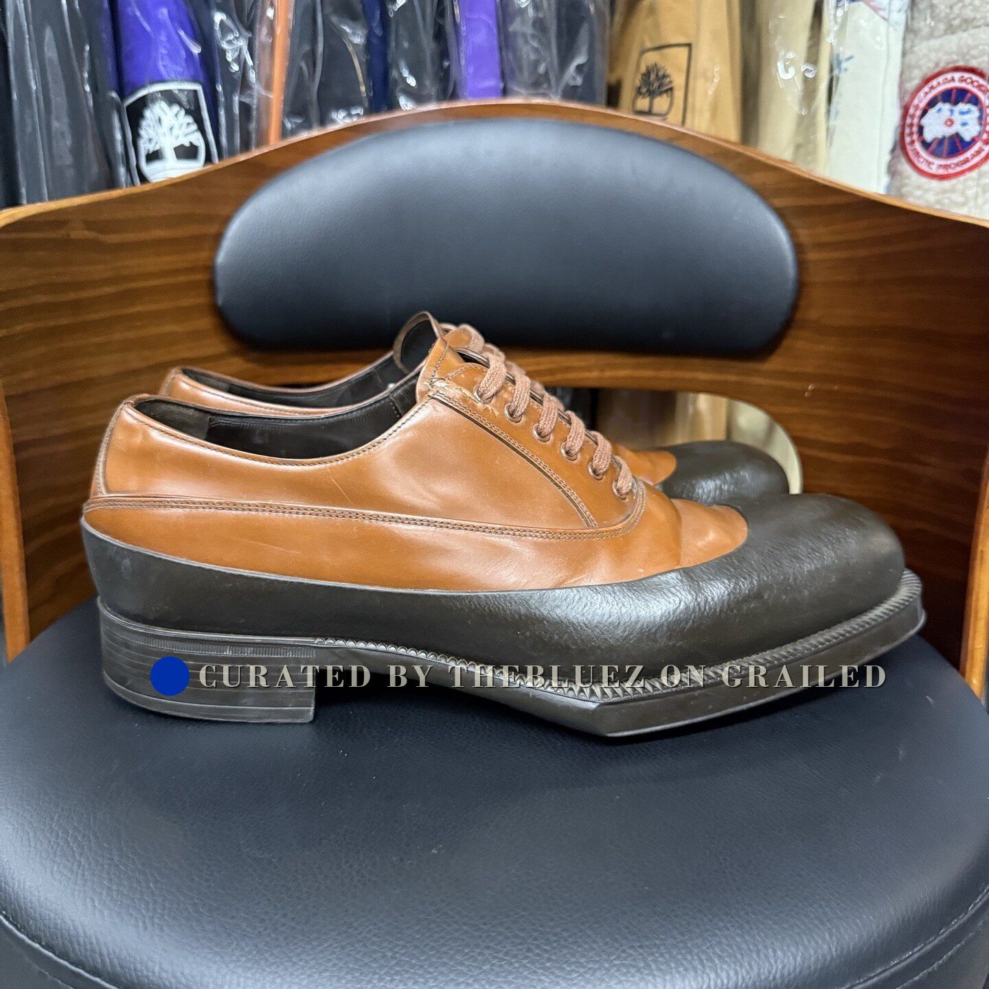 Prada Prada 2E Show Black Brown Leather Shoes Size US 8.5 / EU 41-42 - 4 Thumbnail