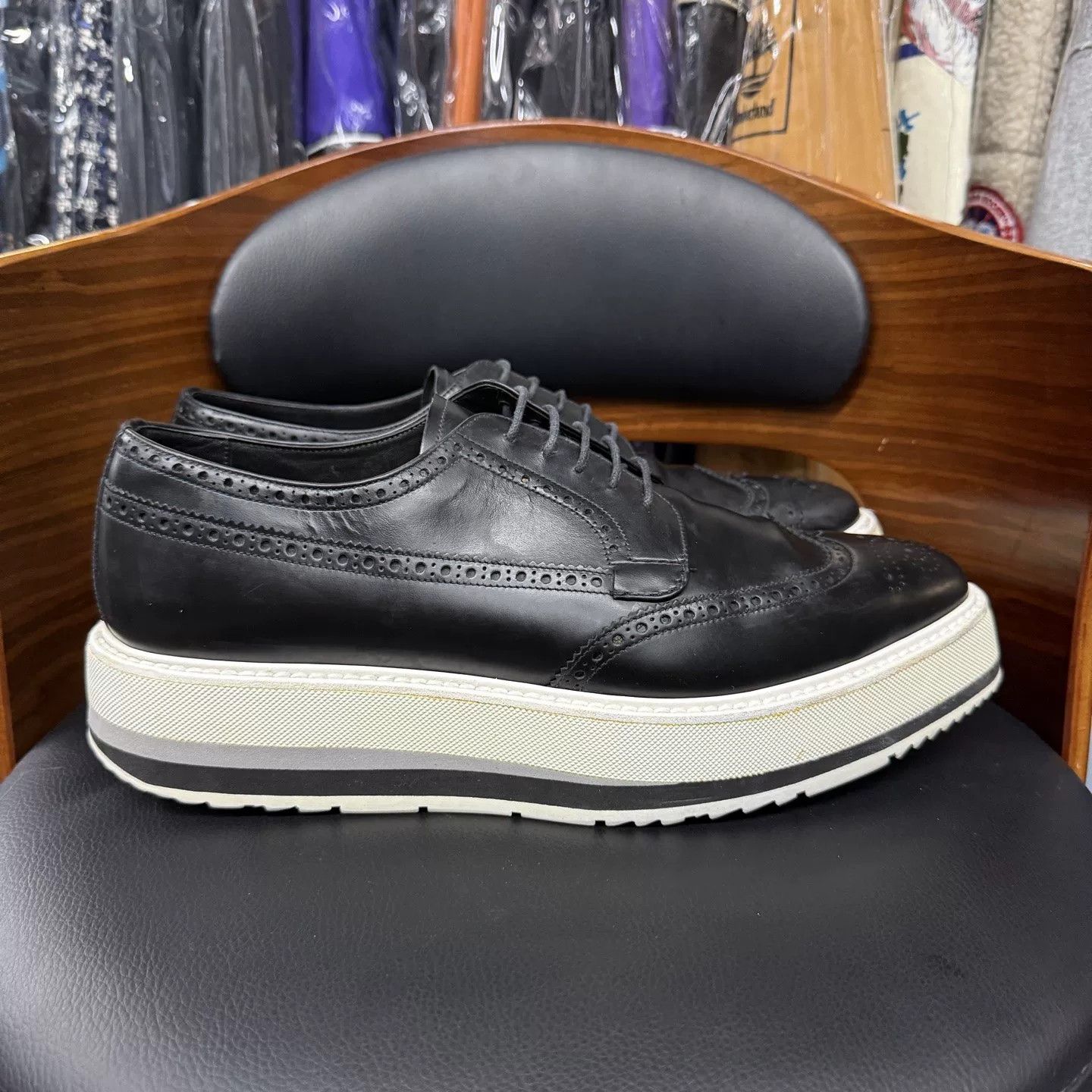 Prada Prada Black Carved Platform Shoes Size US 12 / IT 42 - 4 Thumbnail
