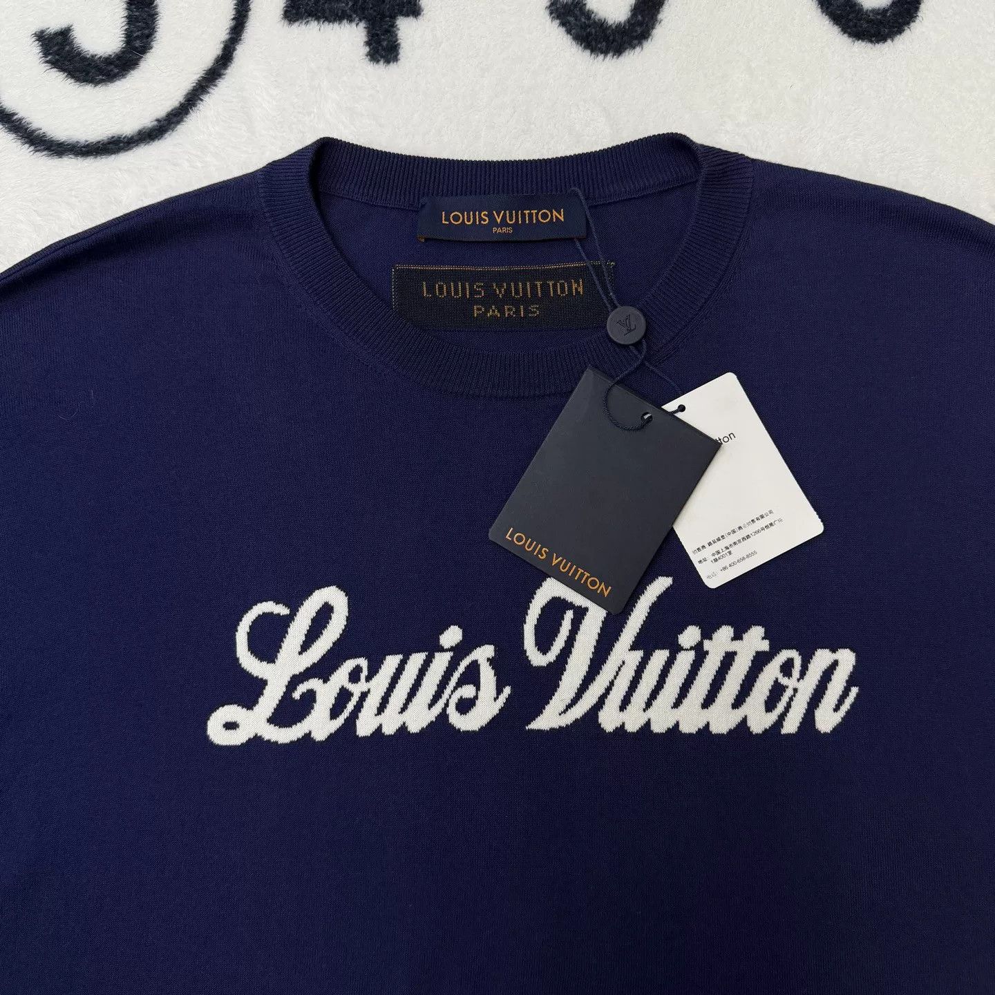 Louis Vuitton Louis Vuitton Purple Logo Knit T-Shirt Size US L / EU 52-54 / 3 - 2 Thumbnail