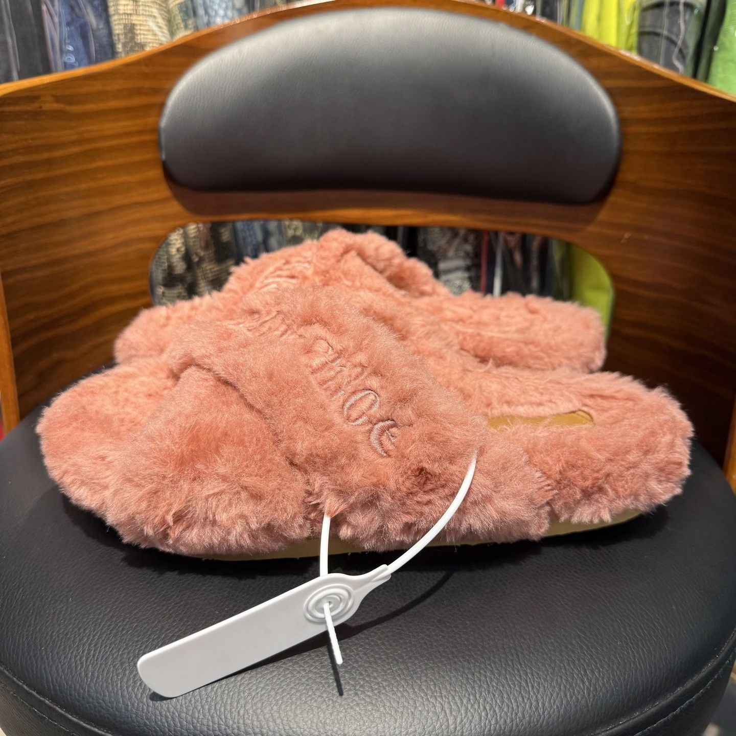 See by Chloe See By Chloe Pink Teddy Cross-Strap Slides Size US 8 / IT 38 - 6 Thumbnail