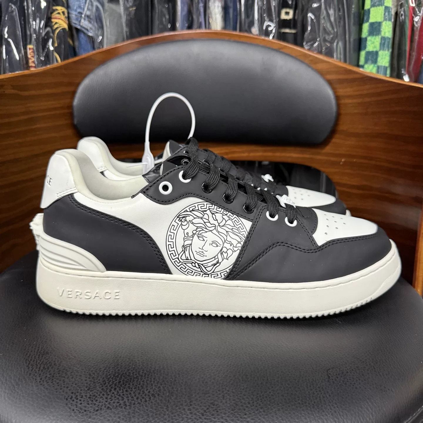 Versace Versace Medusa Black White Platform Sneakers Size US 10 / EU 43 - 4 Thumbnail