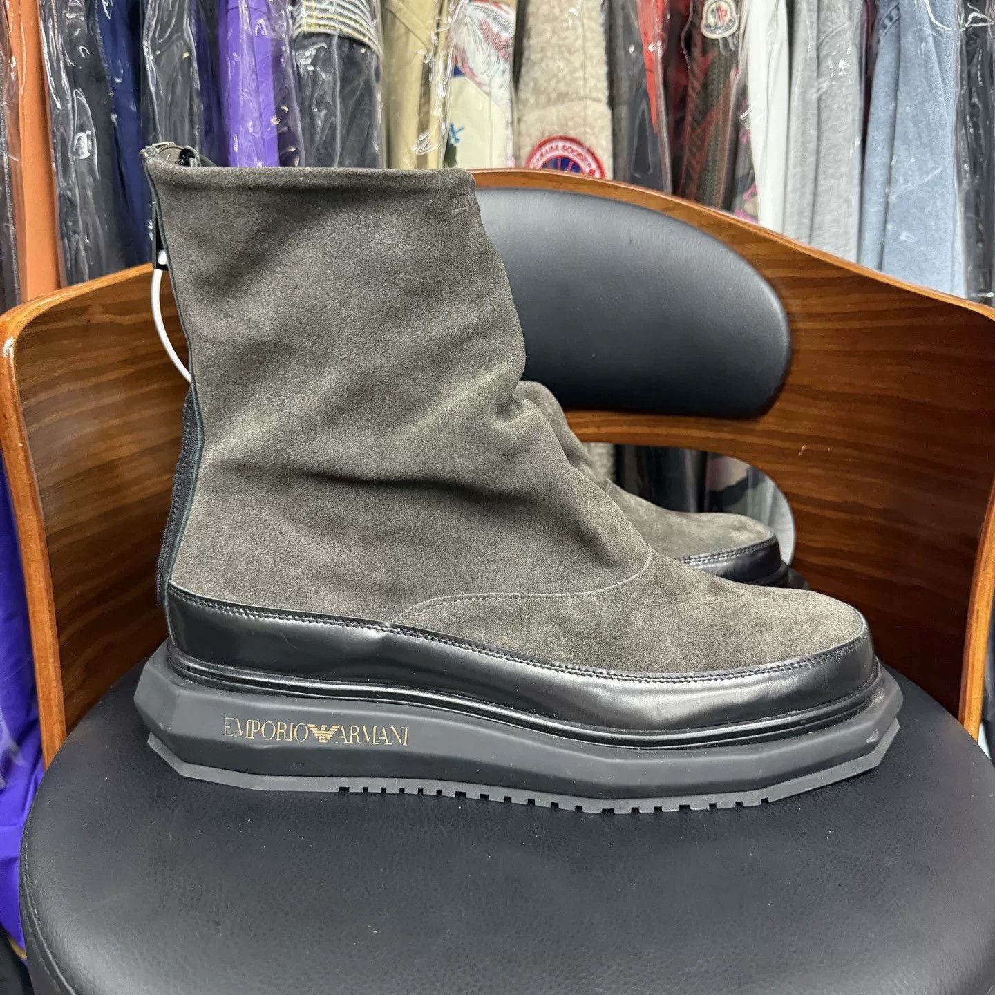 Emporio Armani Emporio Armani Men's Black Gray Boots Size US 7.5 / EU 40-41 - 4 Thumbnail