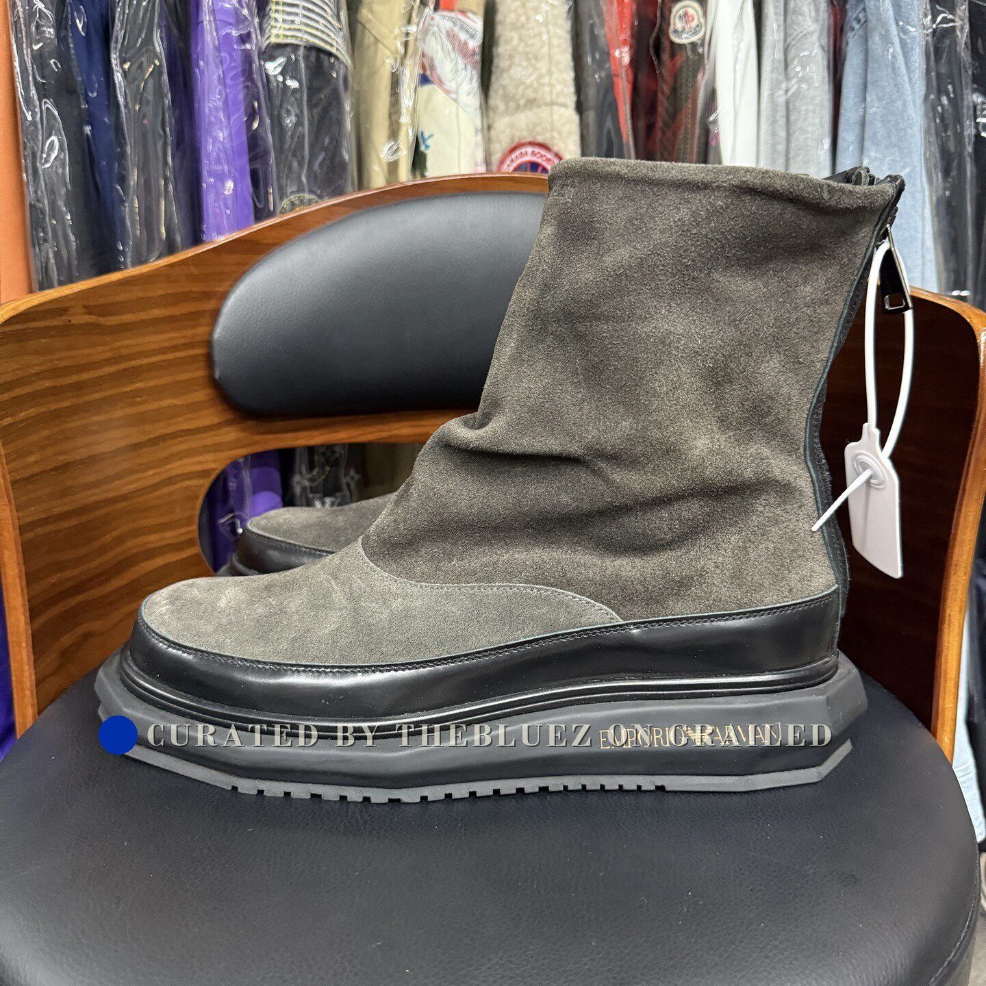 Emporio Armani Emporio Armani Men's Black Gray Boots Size US 7.5 / EU 40-41 - 6 Thumbnail