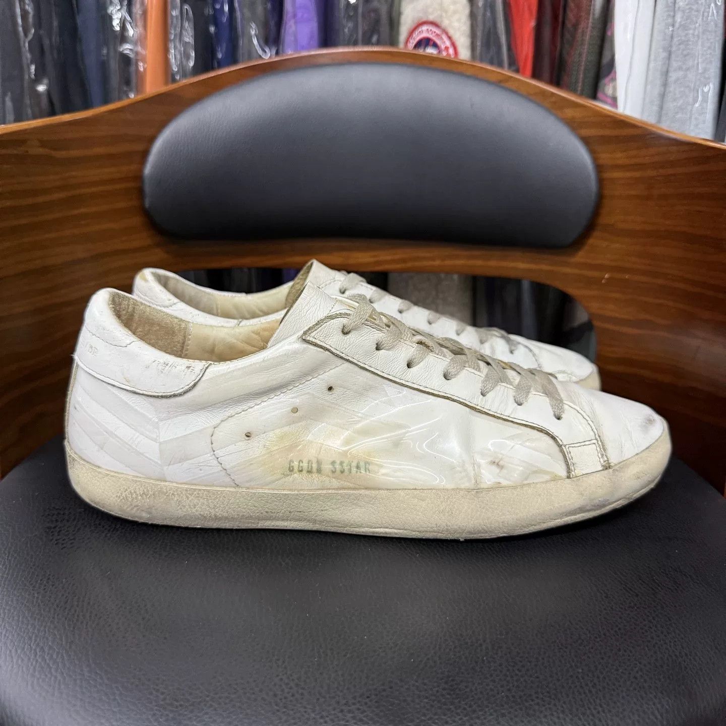 Golden Goose GGDB Original White Distressed Sneakers Size US 10 / EU 43 - 4 Thumbnail