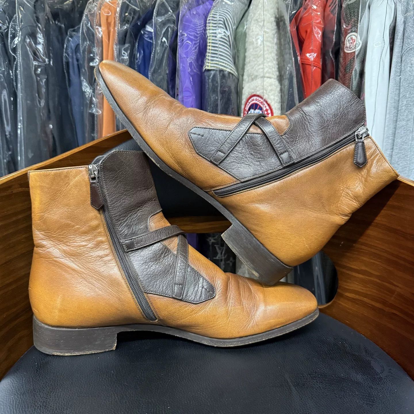 Prada Prada Brown Leather Chelsea Boots Size US 10 / EU 43 - 7 Thumbnail