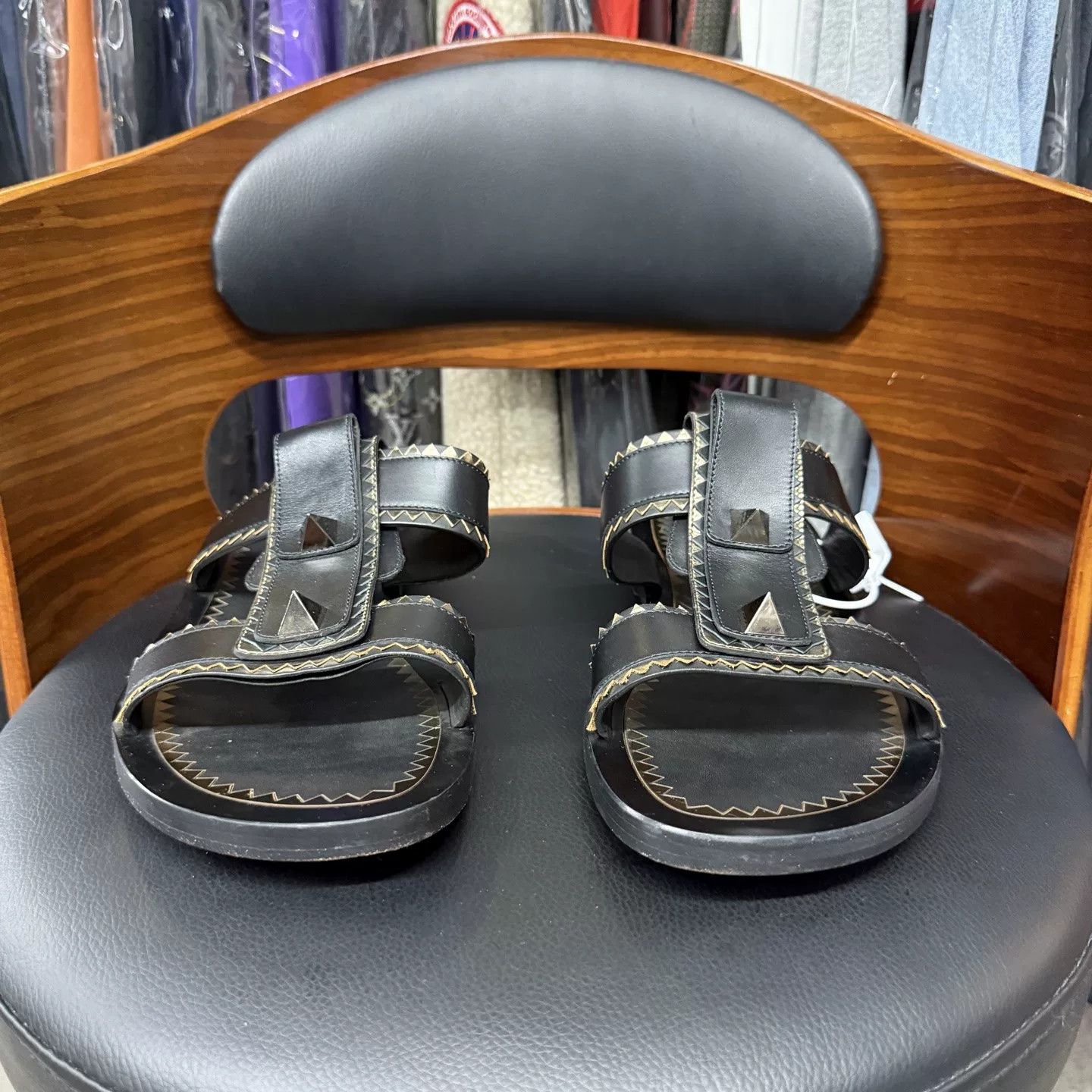 Christian Louboutin Christian Louboutin Black Red Sole Sandals Size US 10 / EU 43 - 2 Thumbnail