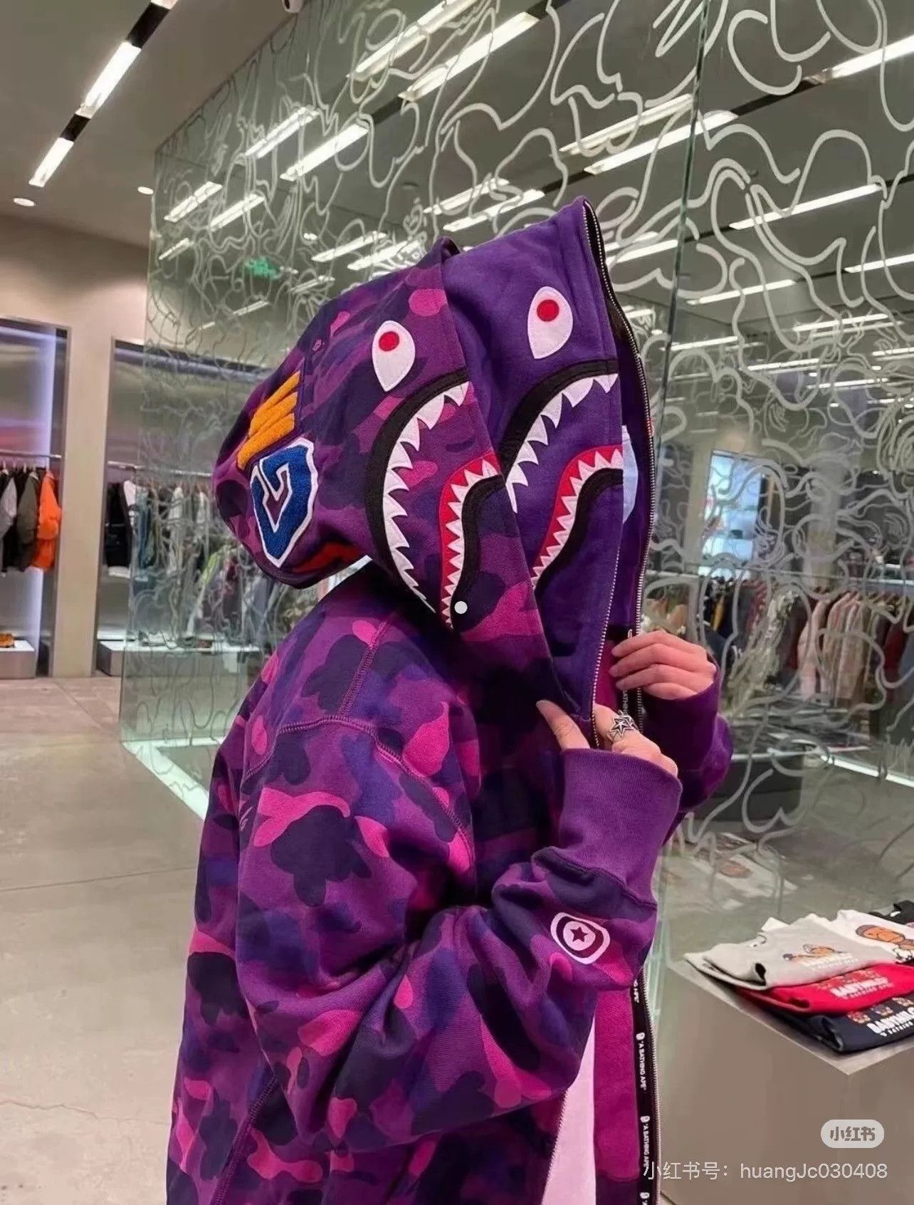 Bape BAPE Purple Shark Head Zip Jacket Size US XXL / EU 58 / 5 - 9 Thumbnail
