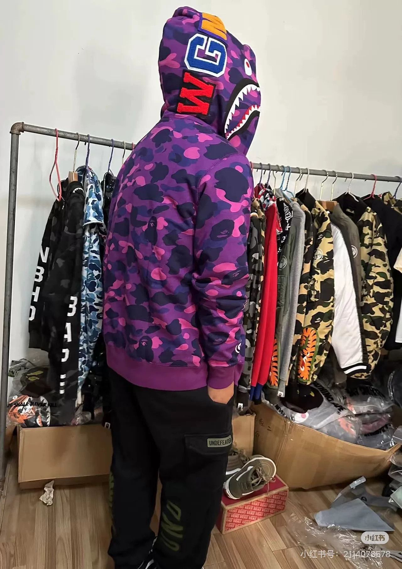Bape BAPE Purple Shark Head Zip Jacket Size US XXL / EU 58 / 5 - 8 Thumbnail