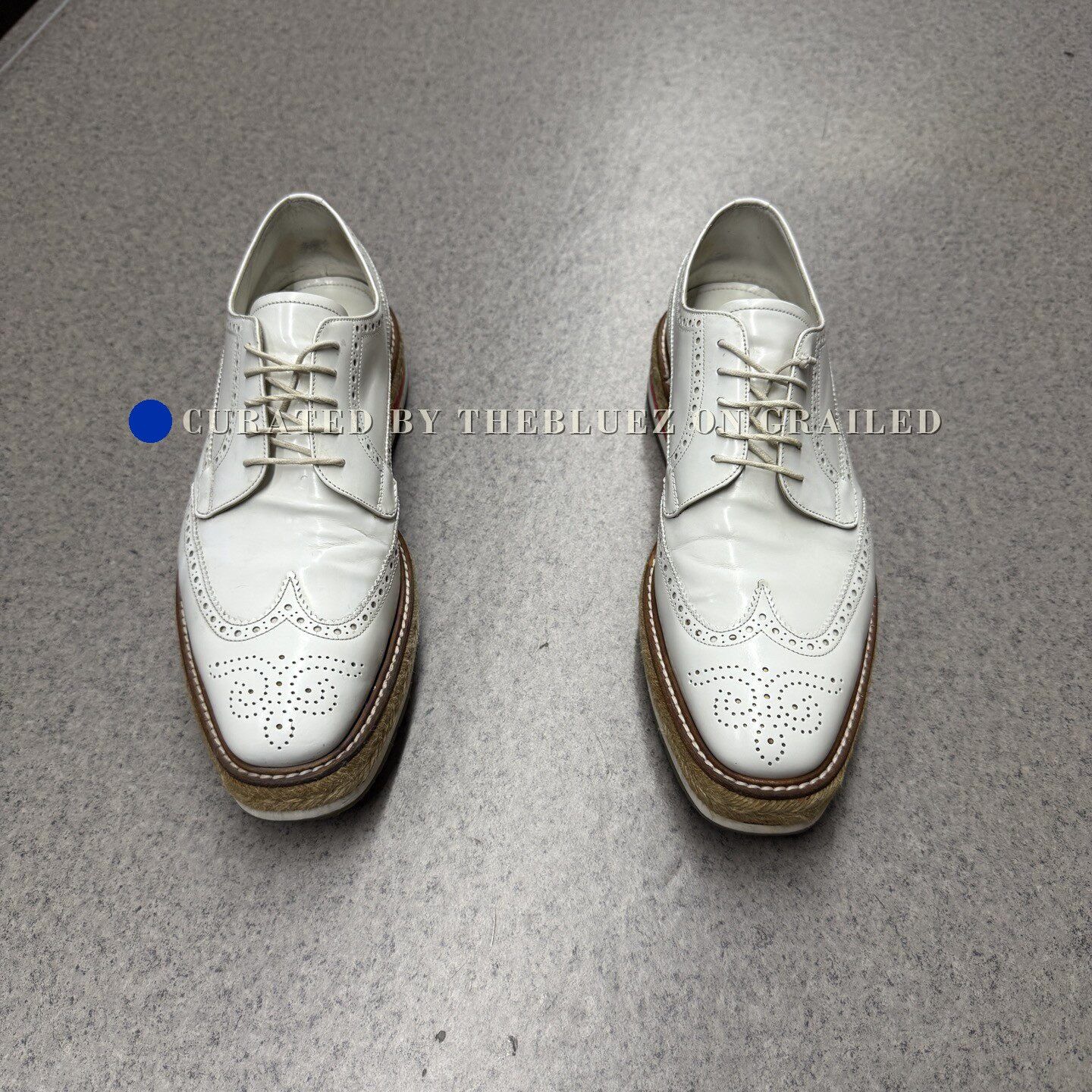 Prada Prada White Brogue Platform Derby Shoes Size US 10 / EU 43 - 8 Thumbnail