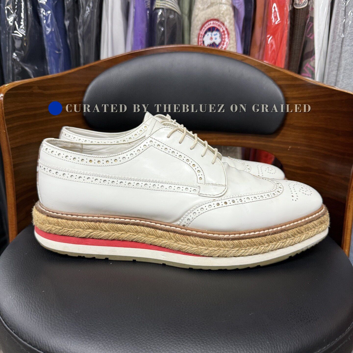 Prada Prada White Brogue Platform Derby Shoes Size US 10 / EU 43 - 4 Thumbnail