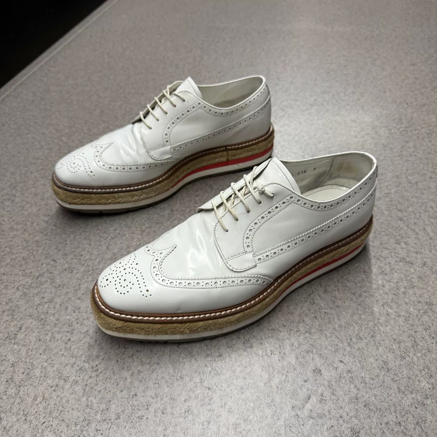 Prada Prada White Brogue Platform Derby Shoes Size US 10 / EU 43 - 5 Thumbnail