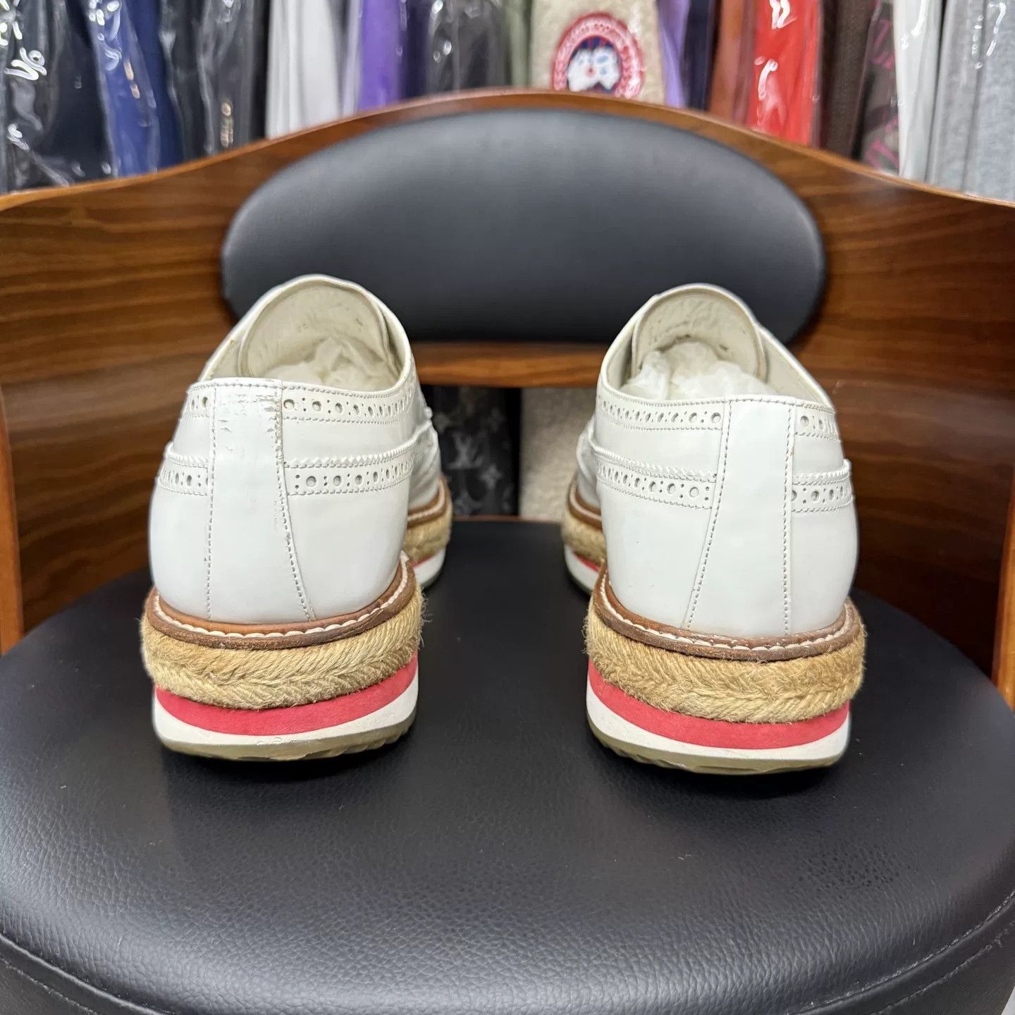 Prada Prada White Brogue Platform Derby Shoes Size US 10 / EU 43 - 3 Thumbnail