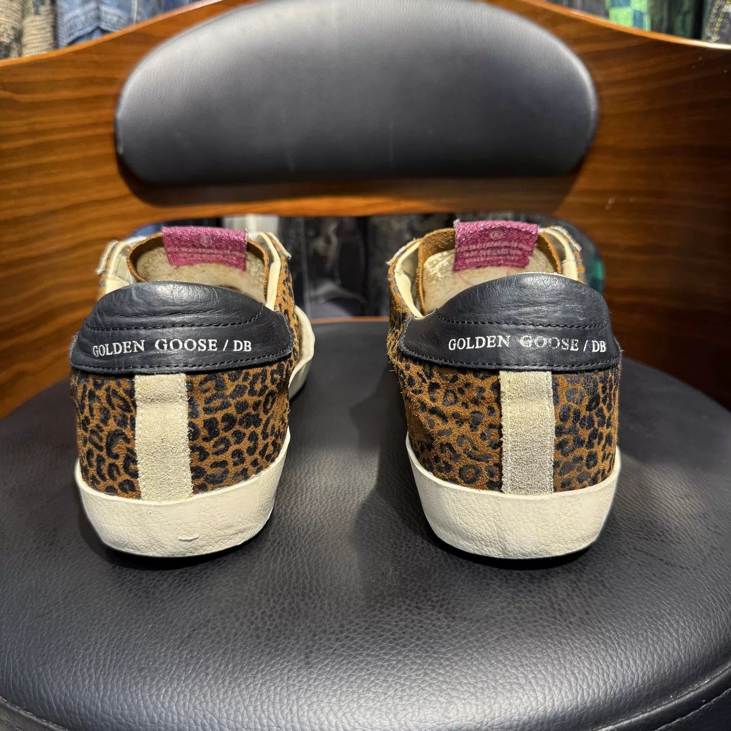 Golden Goose GGDB Leopard Leather Distressed Sneakers Size US 7 / IT 37 - 3 Thumbnail