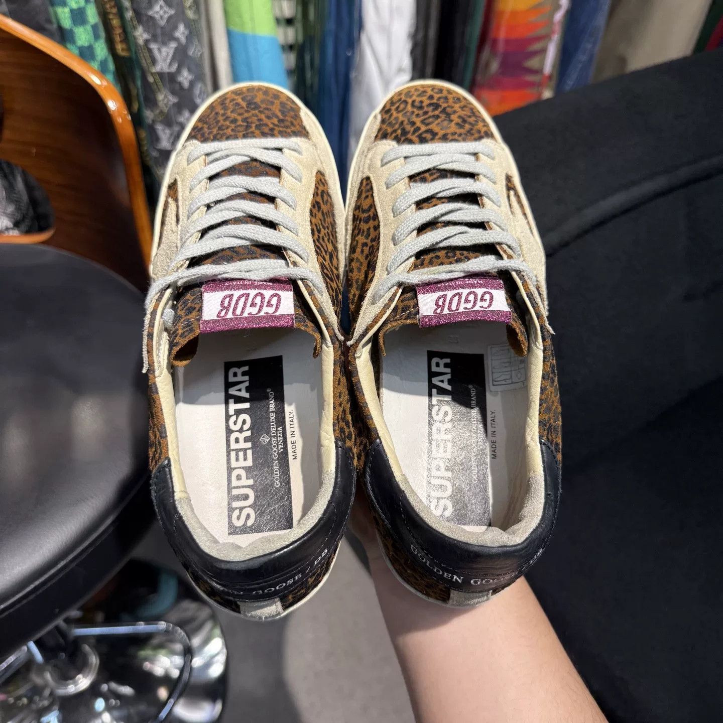 Golden Goose GGDB Leopard Leather Distressed Sneakers Size US 7 / IT 37 - 8 Thumbnail
