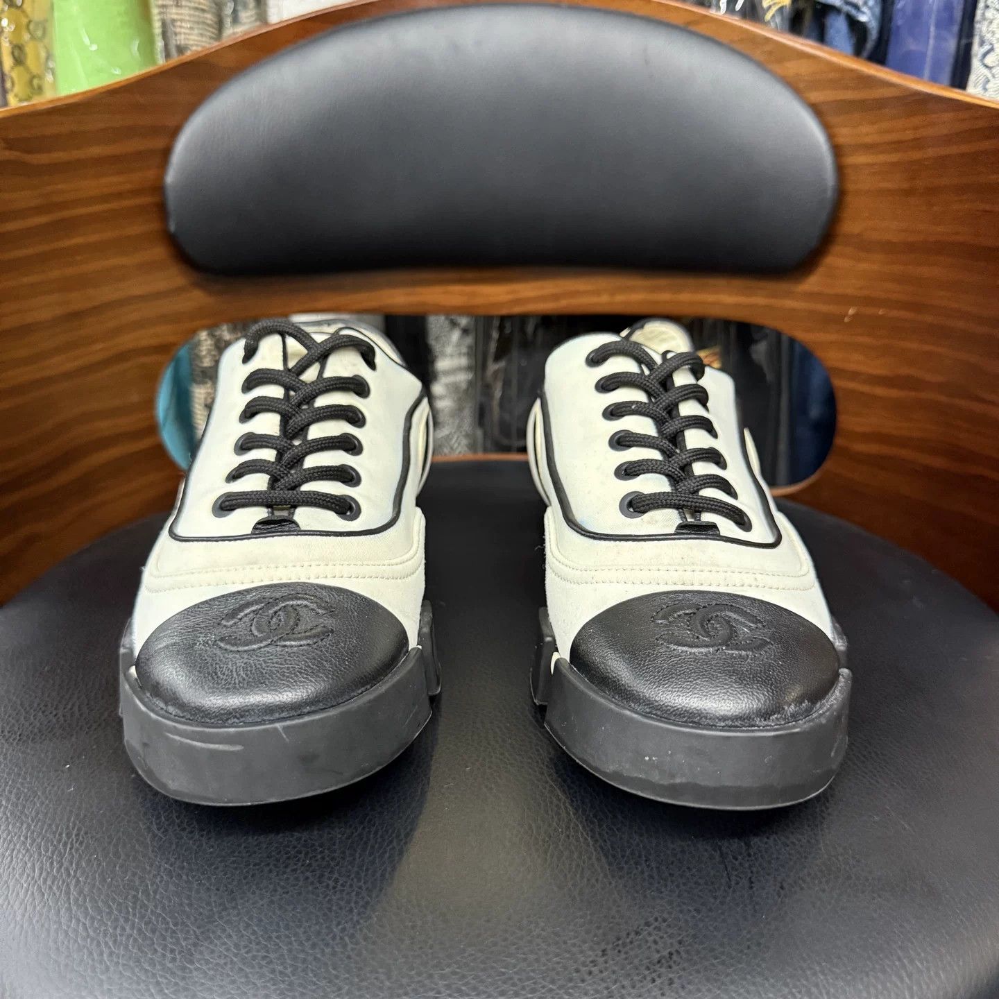 Chanel Chanel Black White Moon Shoes Size US 5.5 / IT 35.5 - 2 Thumbnail