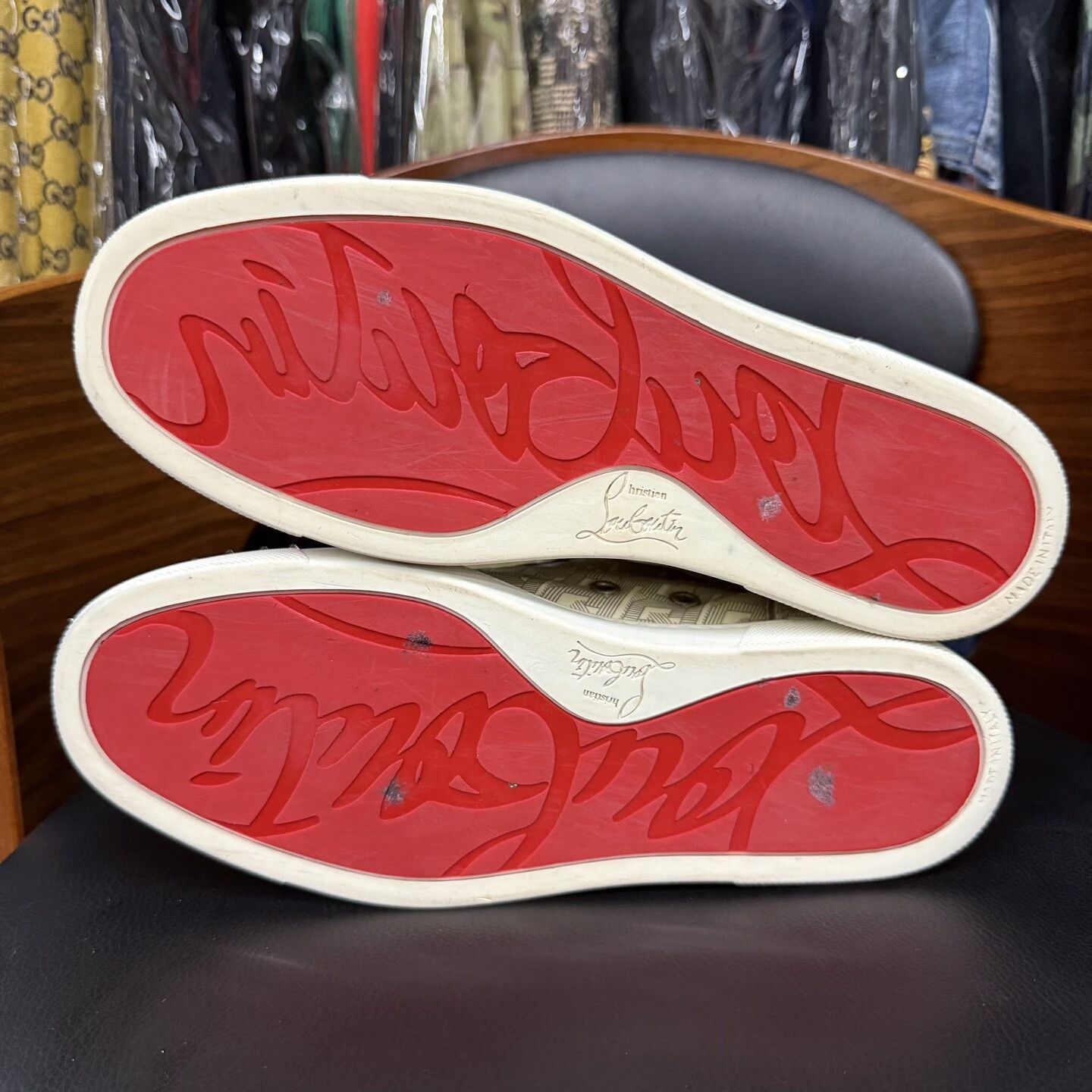 Christian Louboutin CL Gold Studded Red Sole Shoes Size US 7.5 / IT 37.5 - 9 Thumbnail