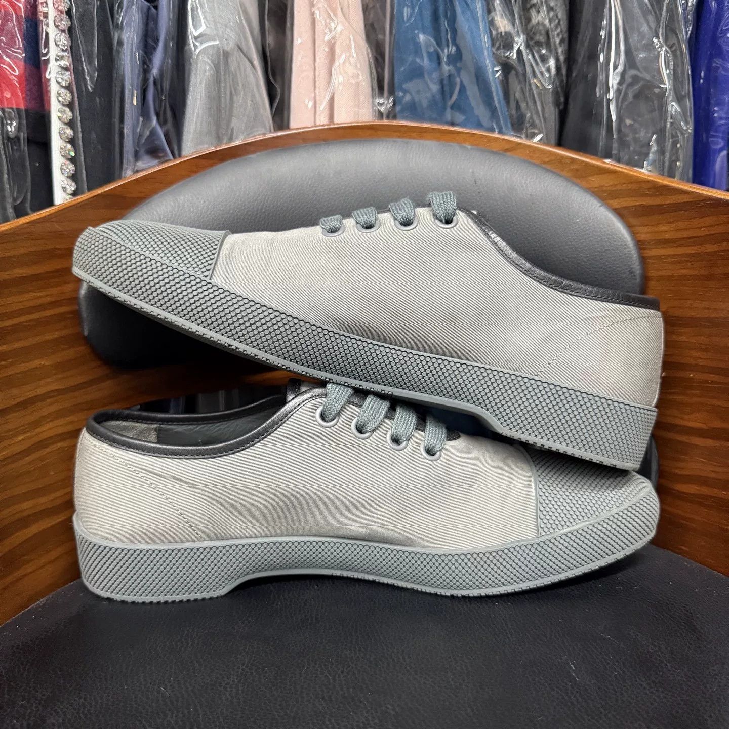 Prada Prada Gray Canvas Leather Casual Shoes Size US 9.5 / EU 42-43 - 7 Thumbnail