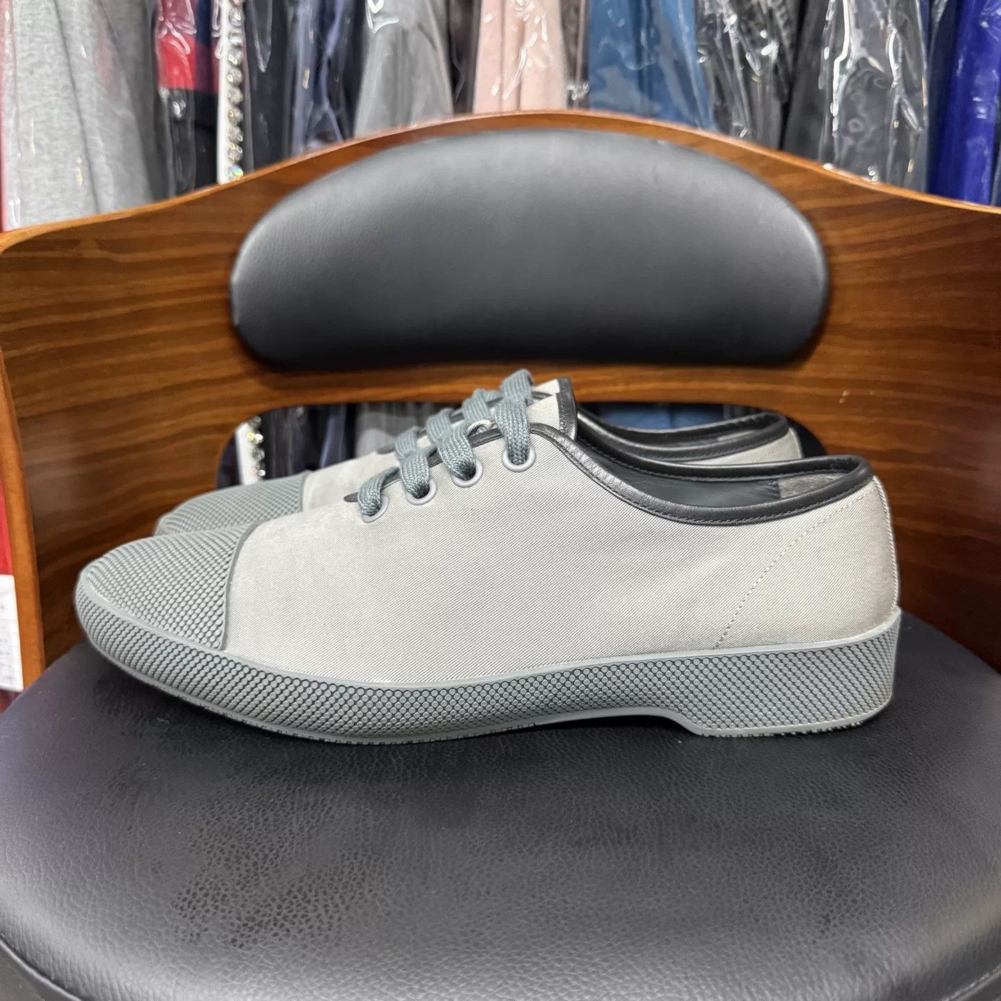 Prada Prada Gray Canvas Leather Casual Shoes Size US 9.5 / EU 42-43 - 6 Thumbnail