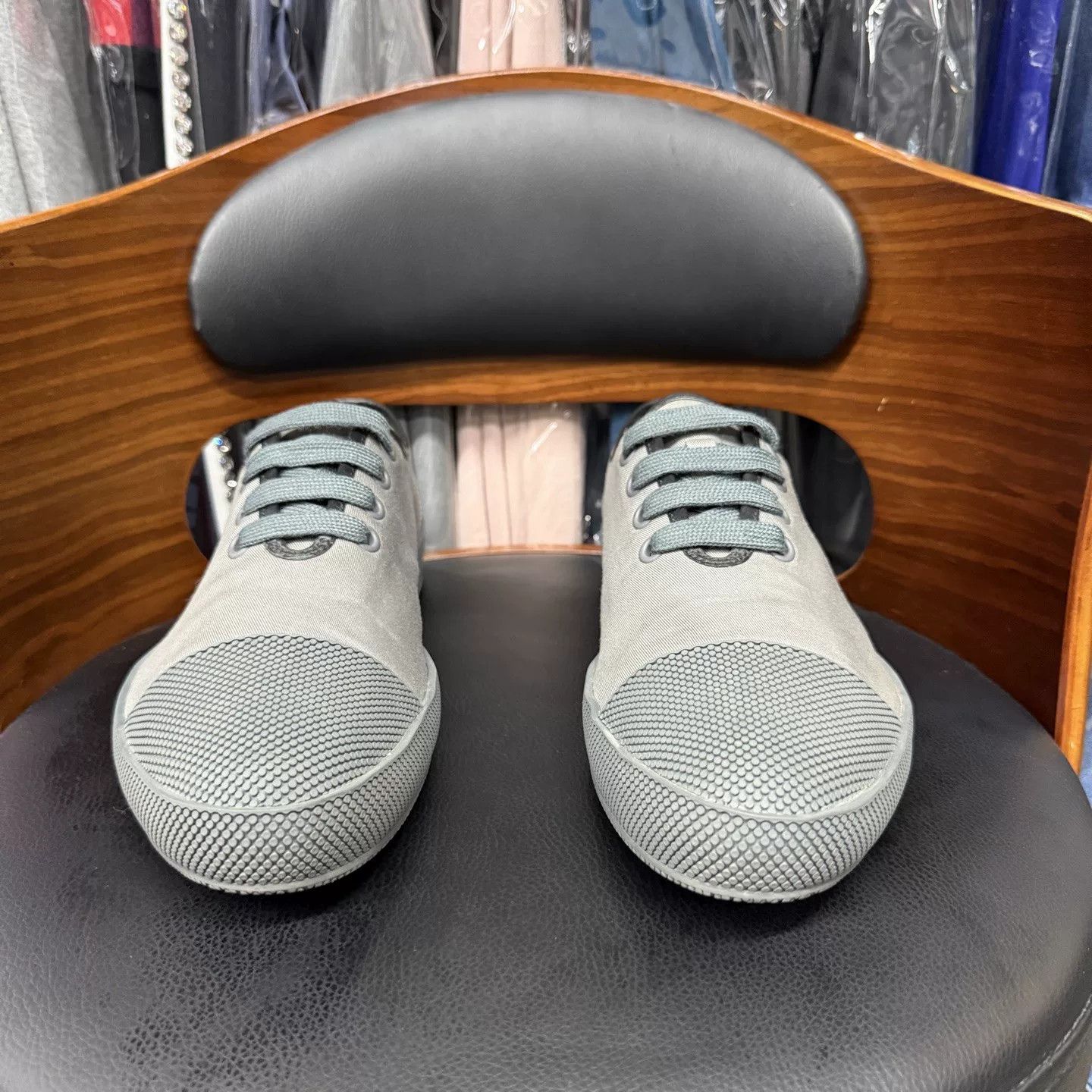 Prada Prada Gray Canvas Leather Casual Shoes Size US 9.5 / EU 42-43 - 2 Thumbnail