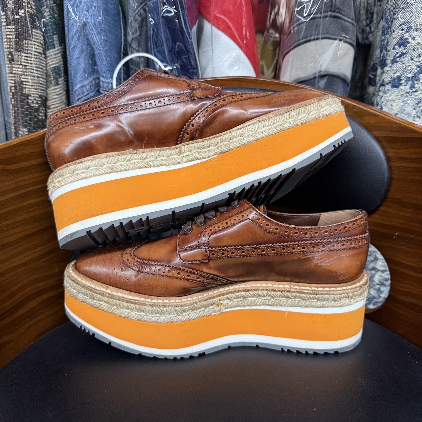 Prada Prada Brogue Carved Platform Shoes Size US 6.5 / IT 36.5 - 7 Thumbnail