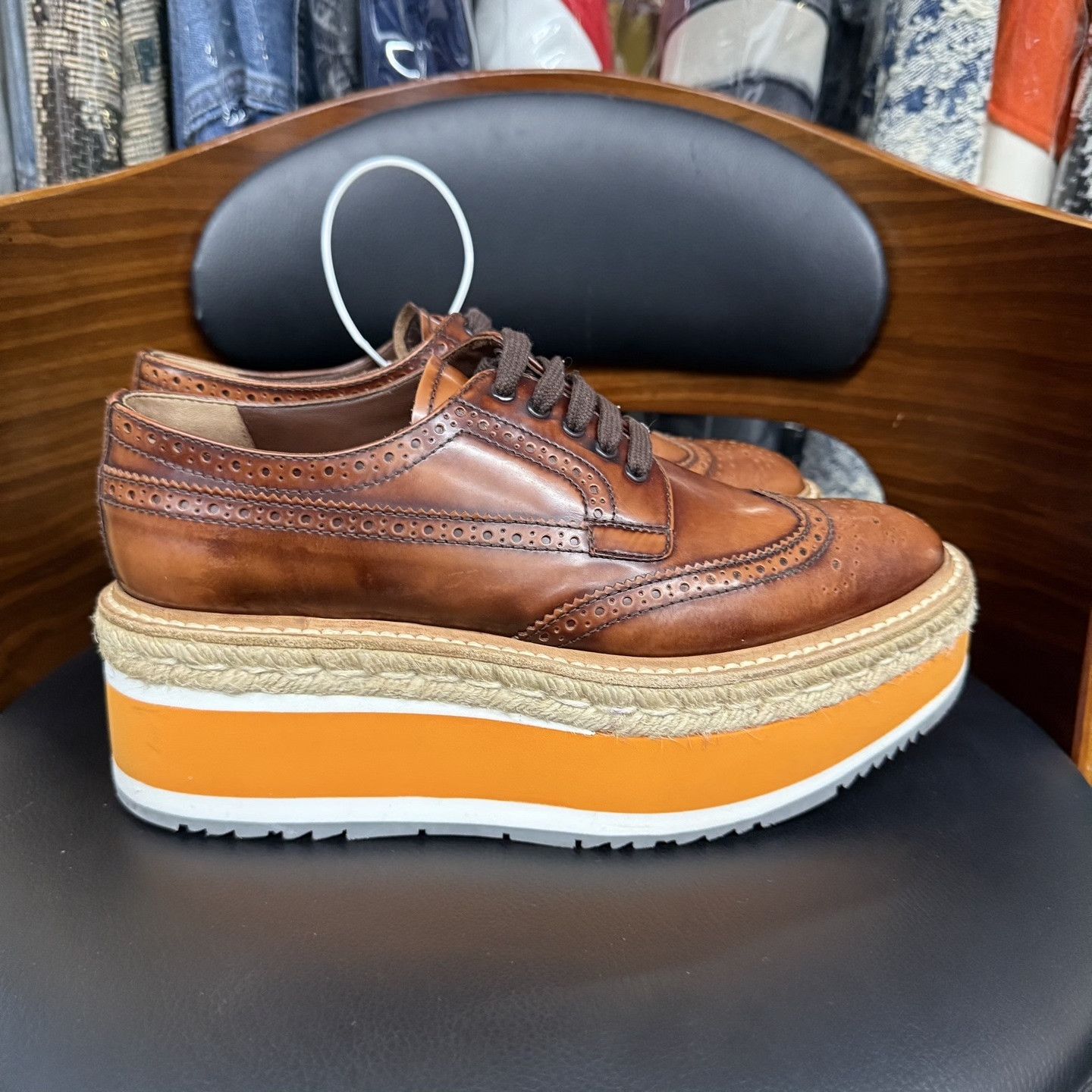 Prada Prada Brogue Carved Platform Shoes Size US 6.5 / IT 36.5 - 4 Thumbnail