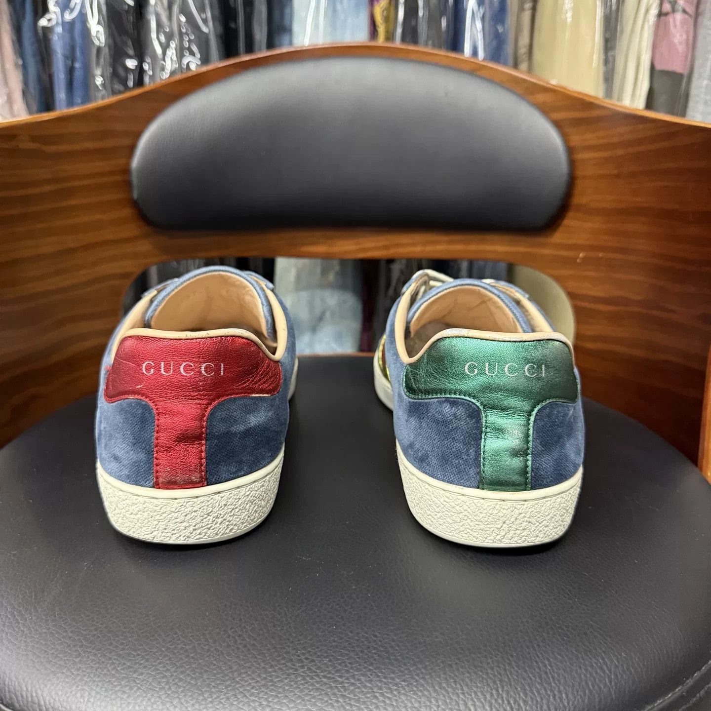 Gucci Gucci Velvet Blue ACE Sneakers Size US 8 / EU 41 - 3 Thumbnail