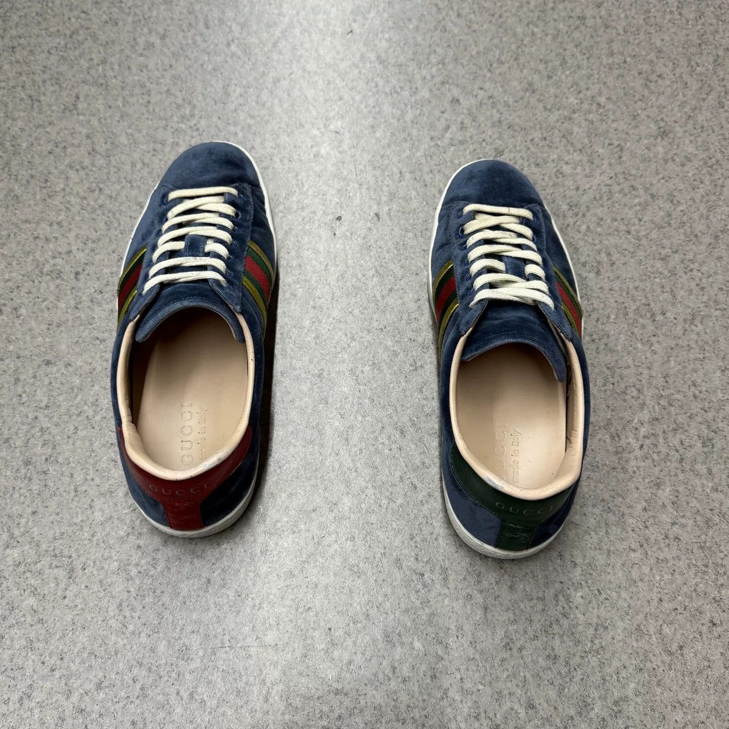 Gucci Gucci Velvet Blue ACE Sneakers Size US 8 / EU 41 - 8 Thumbnail