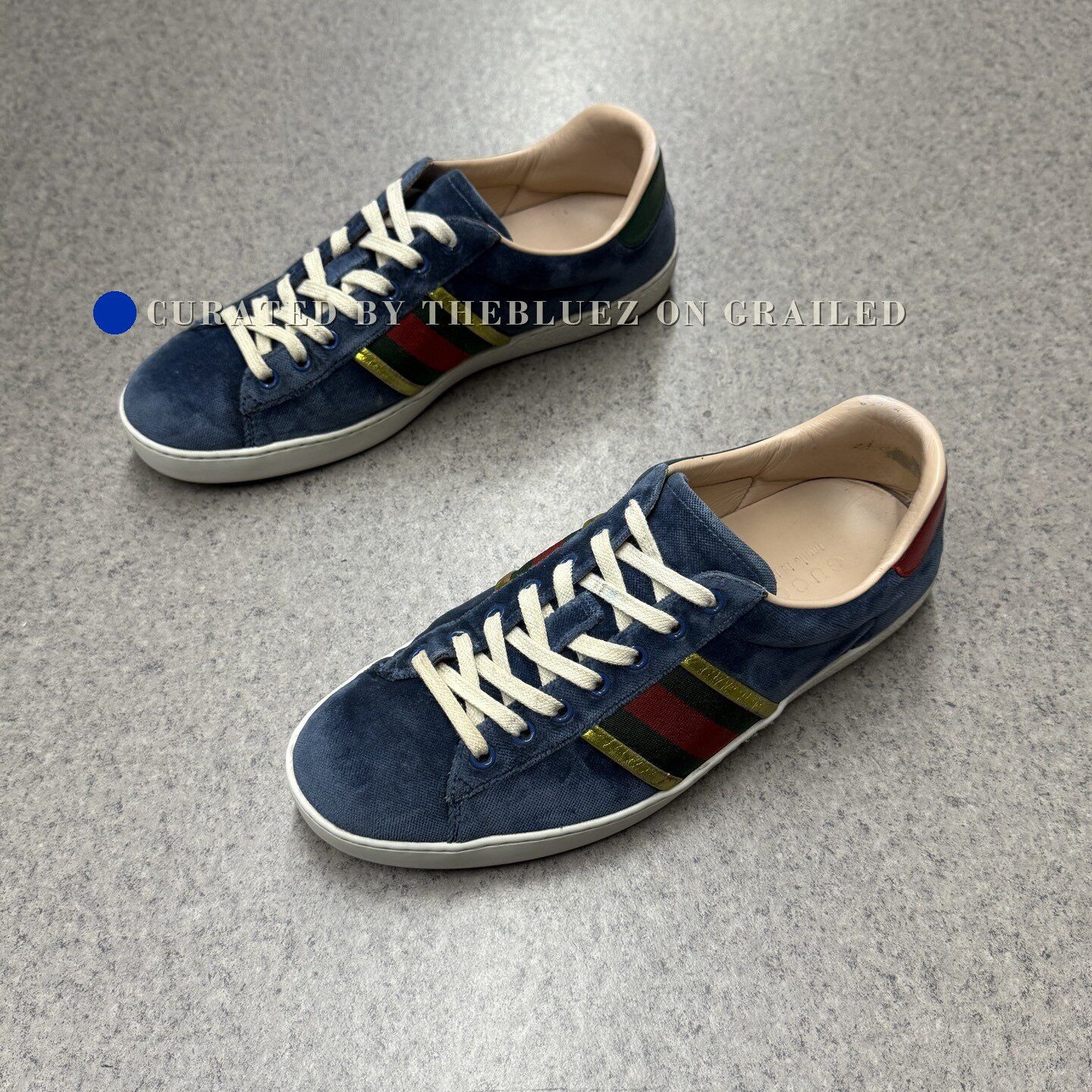 Gucci Gucci Velvet Blue ACE Sneakers Size US 8 / EU 41 - 5 Thumbnail