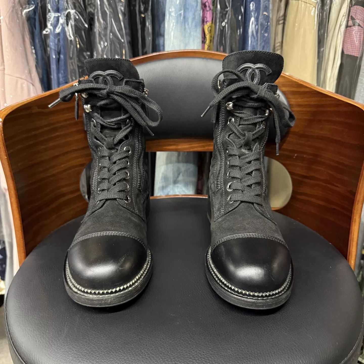 Chanel Chanel Calfskin Black Short Boots Size US 6.5 / IT 36.5 - 2 Thumbnail