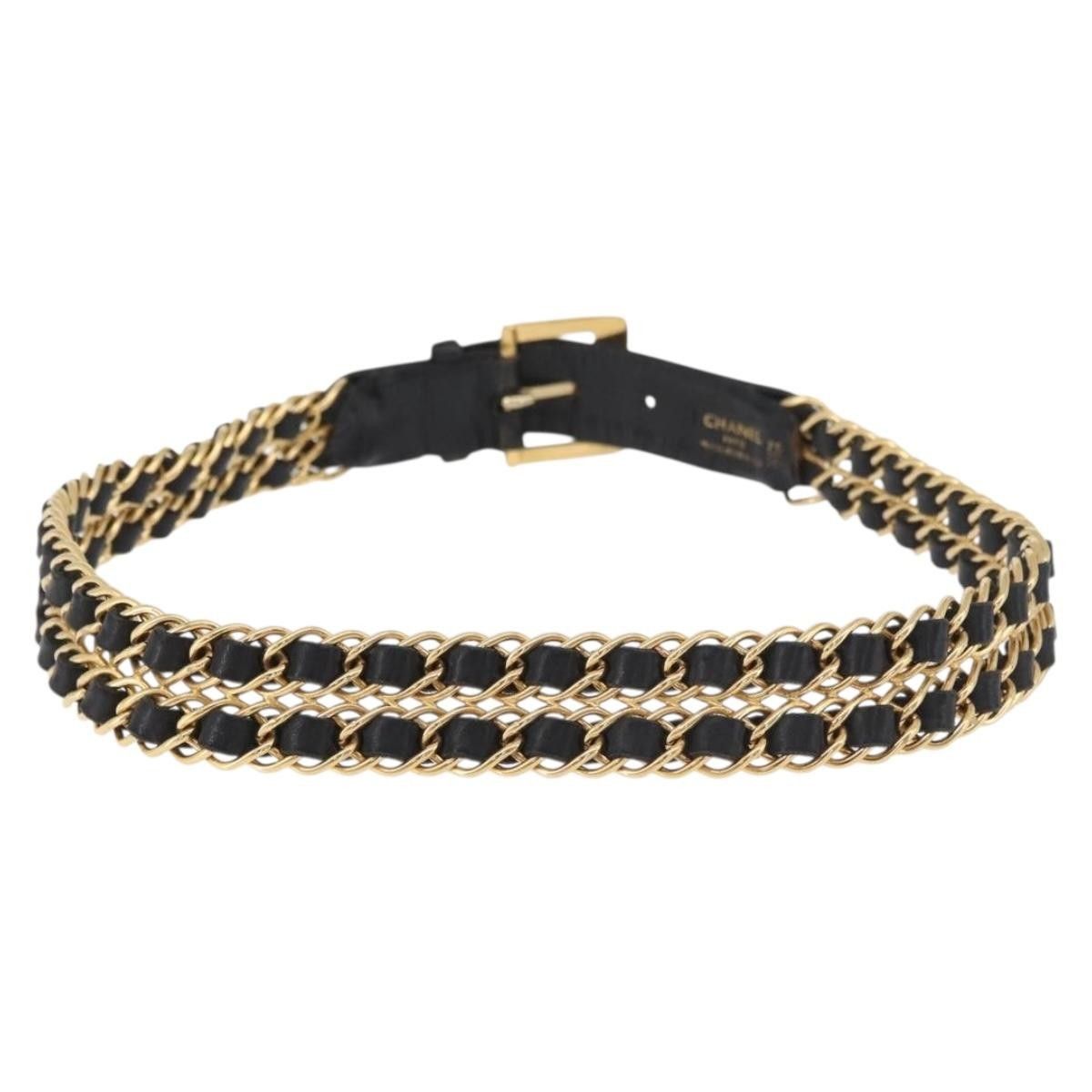 Chanel Chanel Vintage Buckle Chain Belt Leather and Metal Size ONE SIZE - 2 Thumbnail
