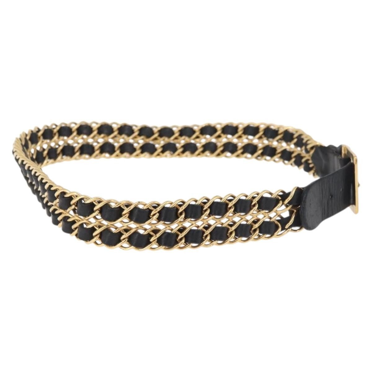 Chanel Chanel Vintage Buckle Chain Belt Leather and Metal Size ONE SIZE - 4 Thumbnail