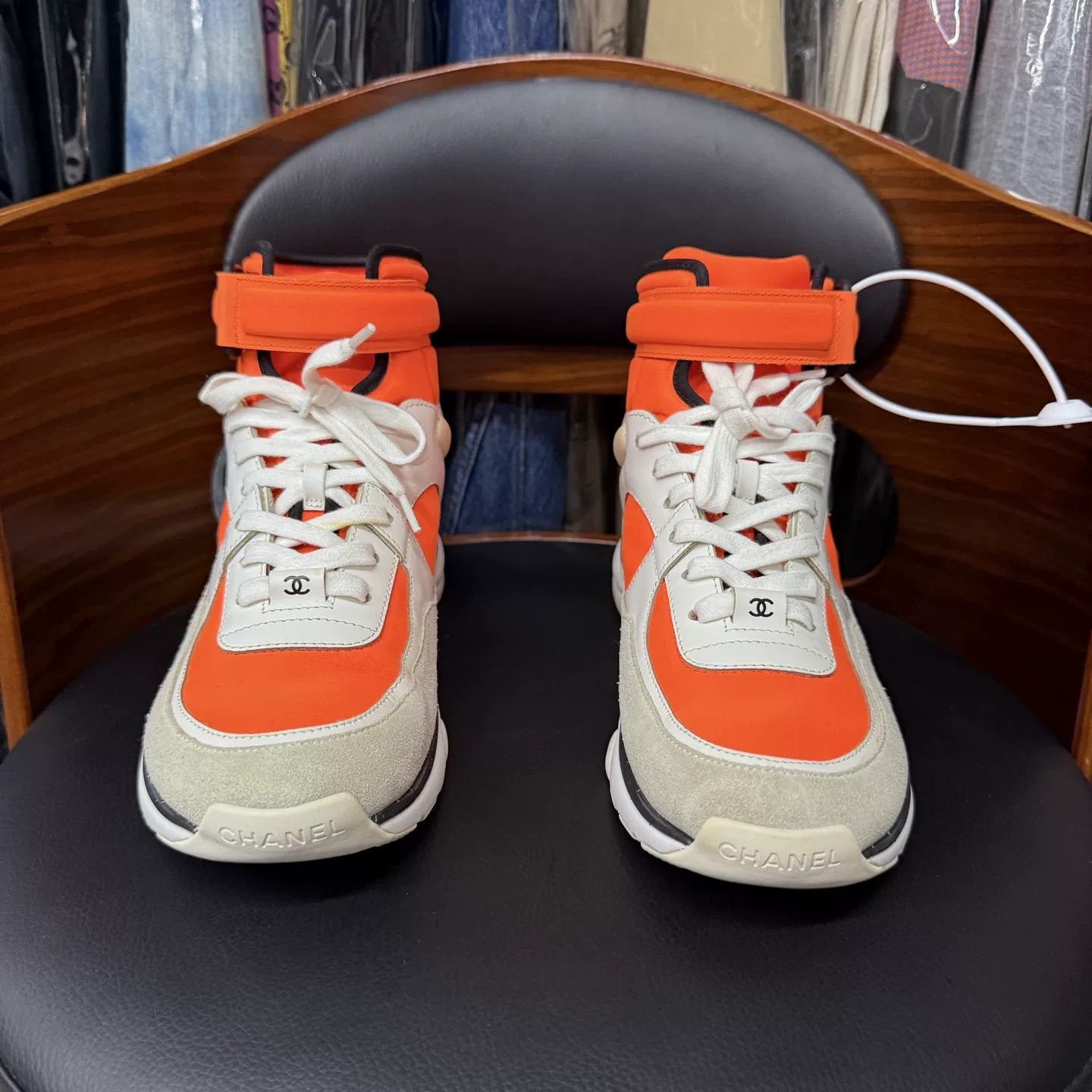 Chanel Chanel White Orange Lace-Up Sneakers Size US 6.5 / IT 36.5 - 2 Thumbnail