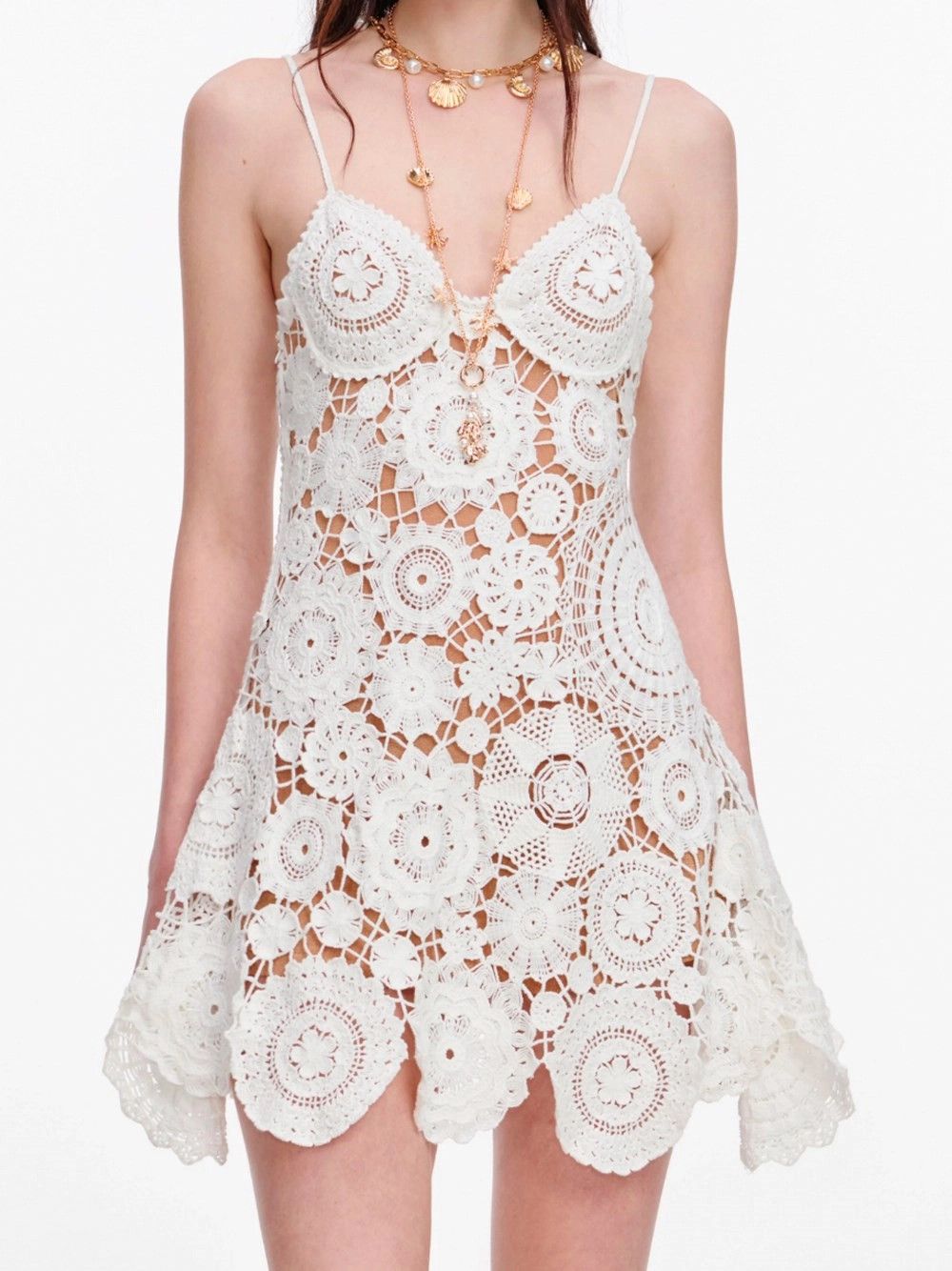 Self-Portrait Crochet Mini Dress Size S / US 4 / IT 40 - 5 Thumbnail