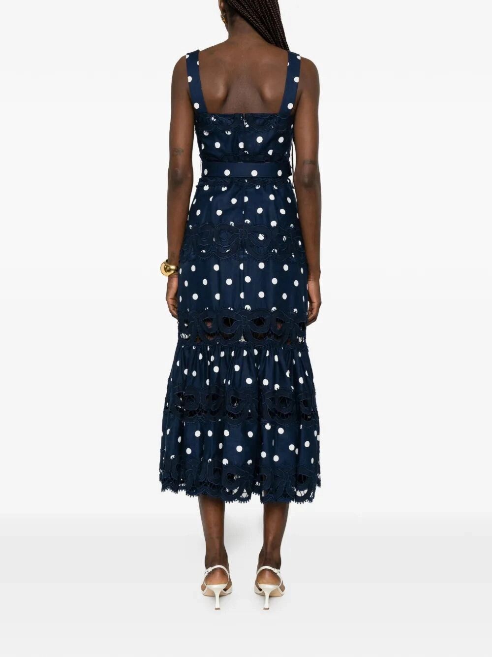 Self-Portrait Polka Dot Linen Midi Dress Size M / US 6-8 / IT 42-44 - 5 Thumbnail