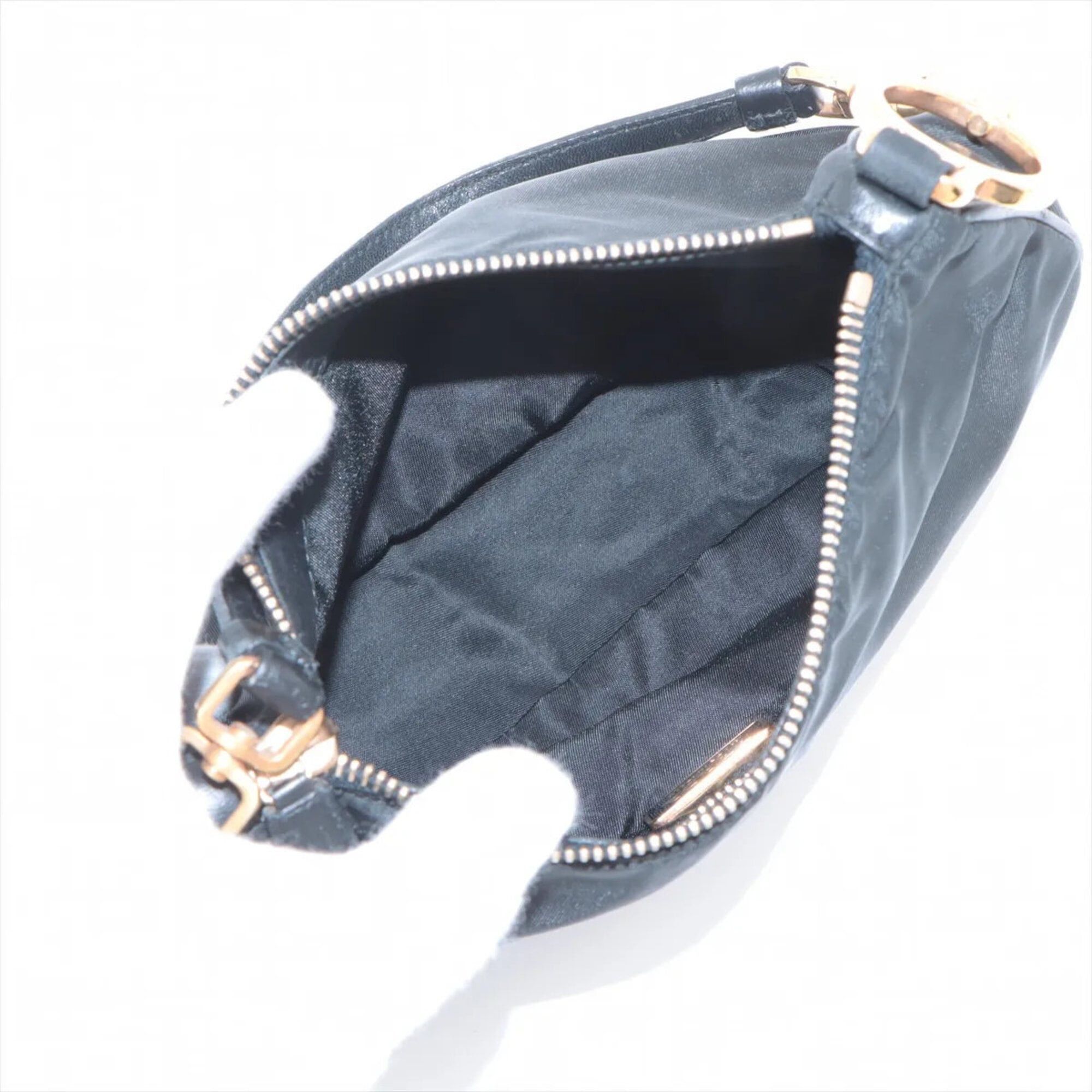 Prada Prada Tessuto Nylon Triangle Logo Leather Handbag Tote Bag Black Women's Size ONE SIZE - 7 Thumbnail