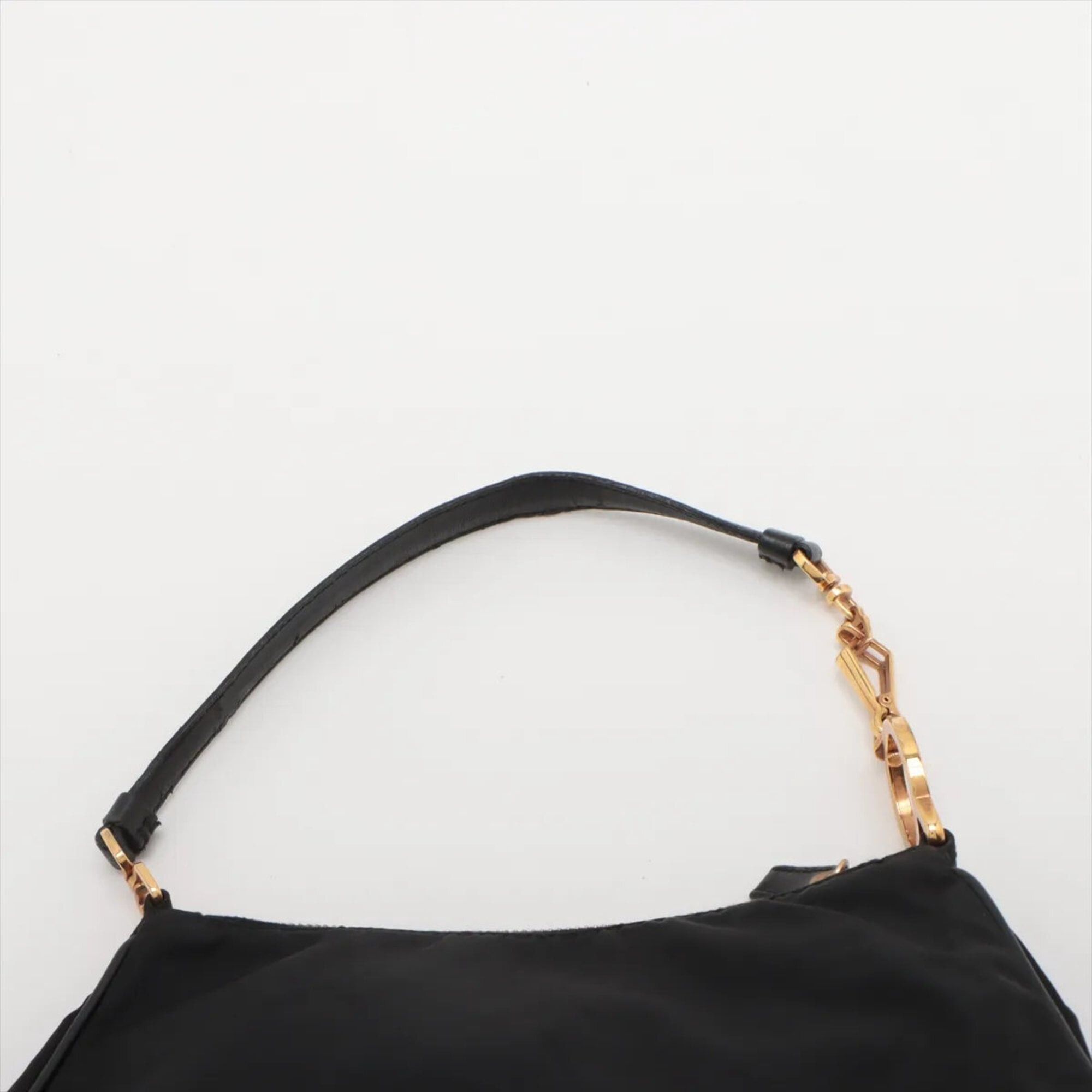 Prada Prada Tessuto Nylon Triangle Logo Leather Handbag Tote Bag Black Women's Size ONE SIZE - 6 Thumbnail