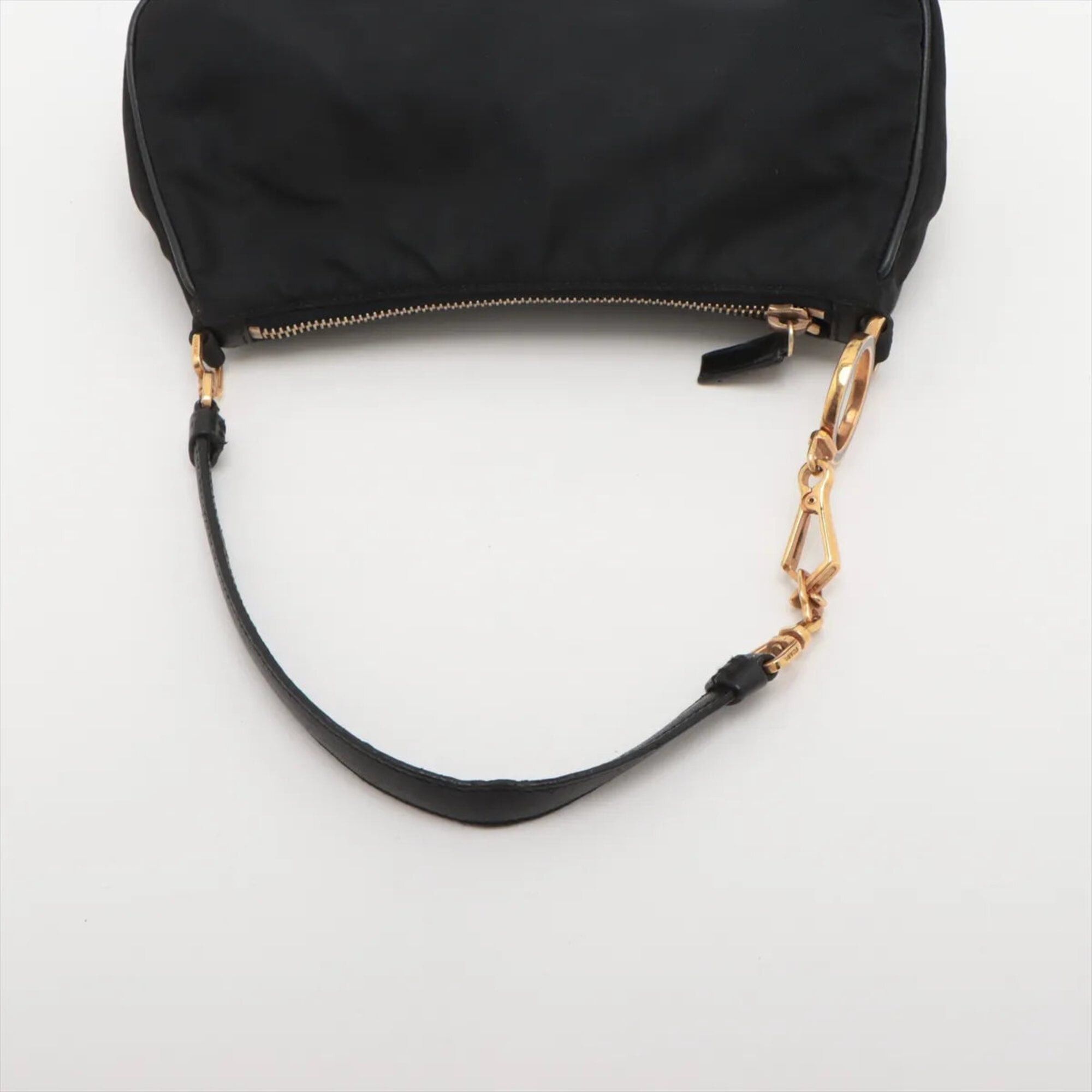Prada Prada Tessuto Nylon Triangle Logo Leather Handbag Tote Bag Black Women's Size ONE SIZE - 5 Thumbnail