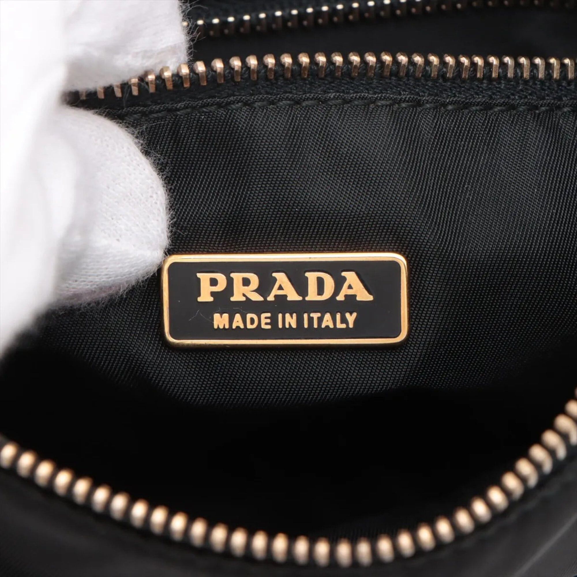 Prada Prada Tessuto Nylon Triangle Logo Leather Handbag Tote Bag Black Women's Size ONE SIZE - 9 Thumbnail