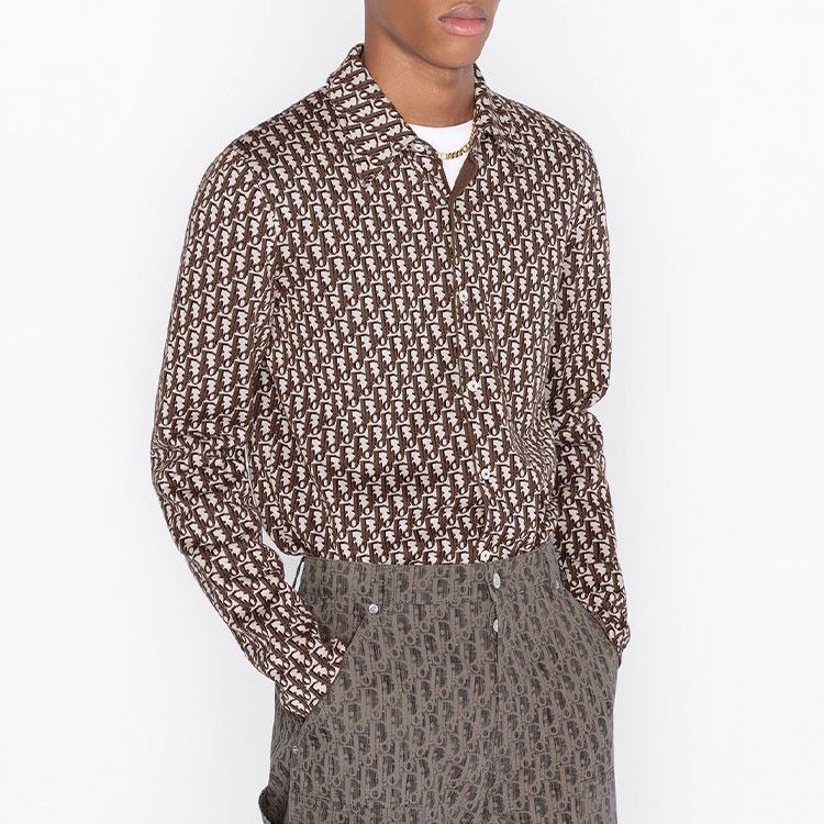Dior Dior Brown Oblique Logo Button Up Shirt Size S Size US S / EU 44-46 / 1 - 8 Thumbnail