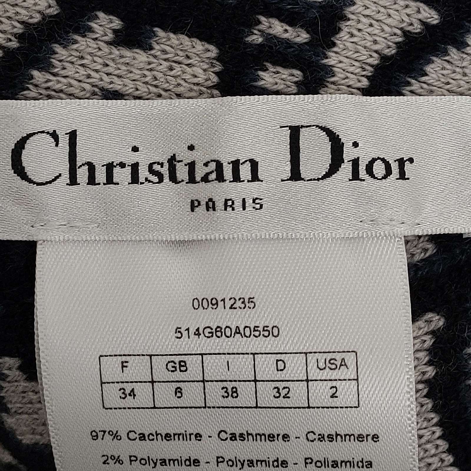 Dior Dior Oblique Cashmere Zip Cardigan Size FR 34 Size XS / US 0-2 / IT 36-38 - 3 Thumbnail