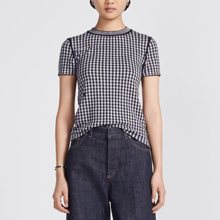 Dior Dior Houndstooth Short Sleeve Sweater Size 36 Size XS / US 0-2 / IT 36-38 - 9 Thumbnail