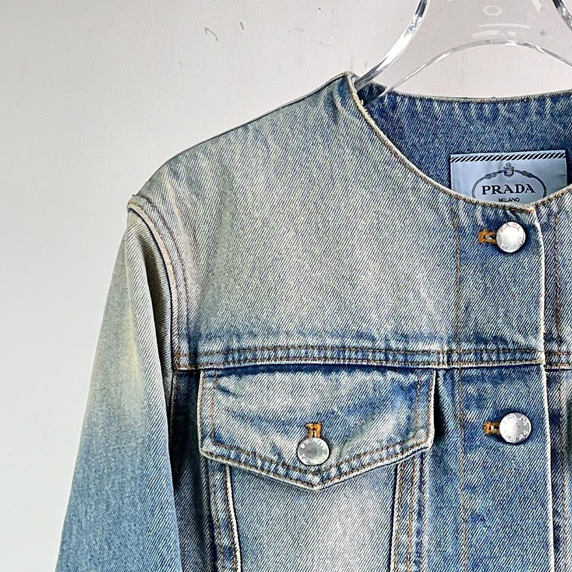 Prada Prada Collarless Denim Jacket Size S Size S / US 4 / IT 40 - 5 Thumbnail