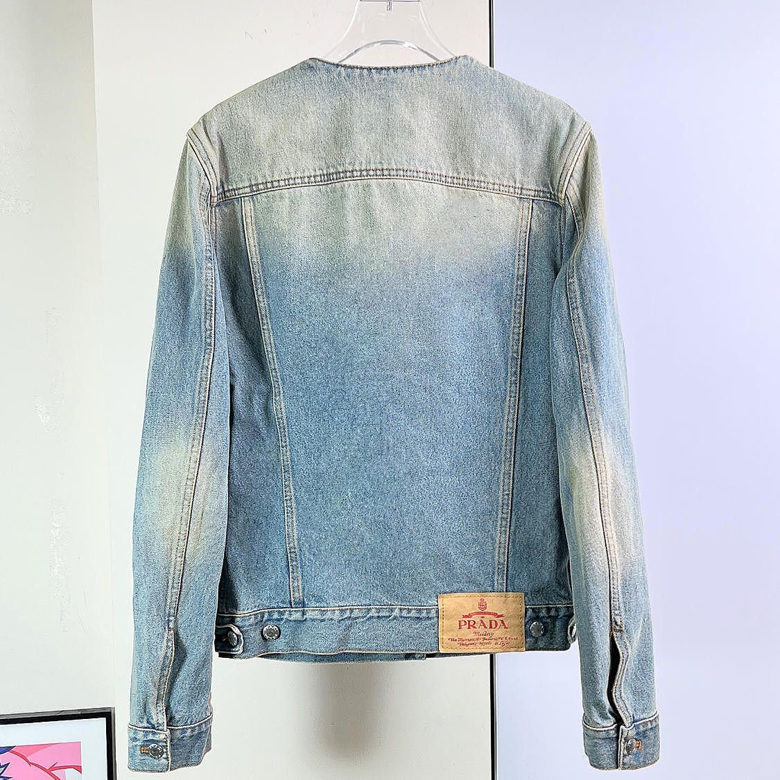 Prada Prada Collarless Denim Jacket Size S Size S / US 4 / IT 40 - 2 Thumbnail