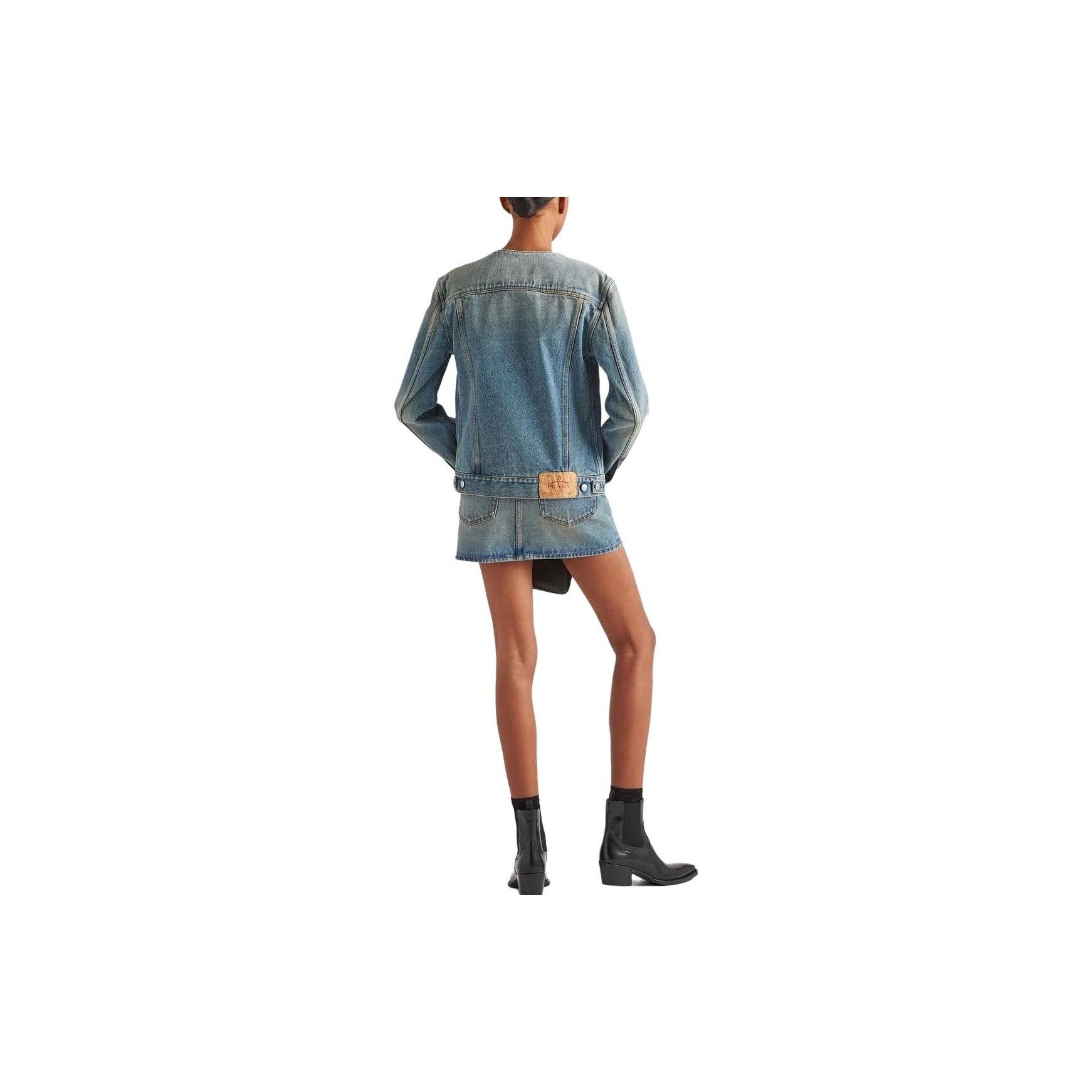 Prada Prada Collarless Denim Jacket Size S Size S / US 4 / IT 40 - 8 Thumbnail