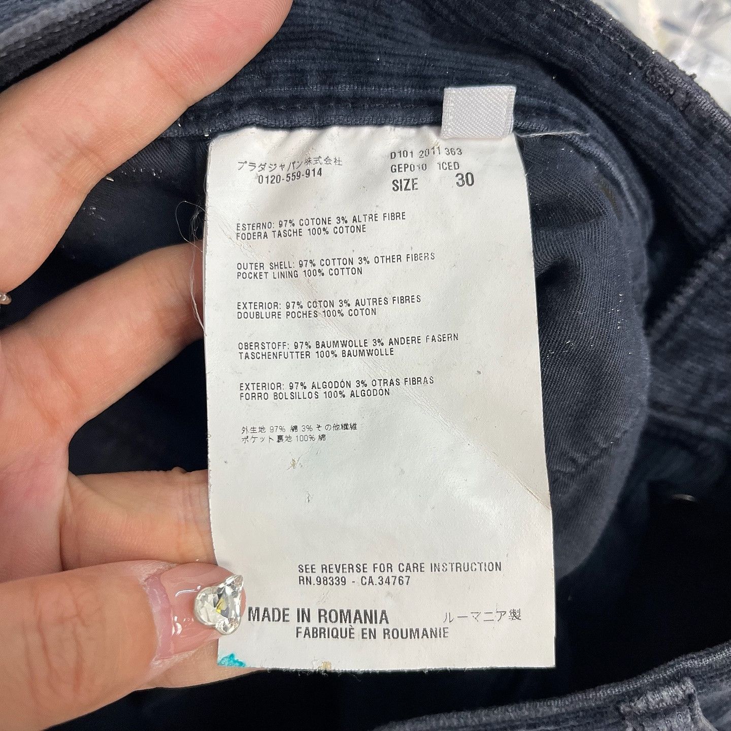 Prada Prada Navy Corduroy Casual Pants Size 30 Size US 30 / EU 46 - 4 Thumbnail
