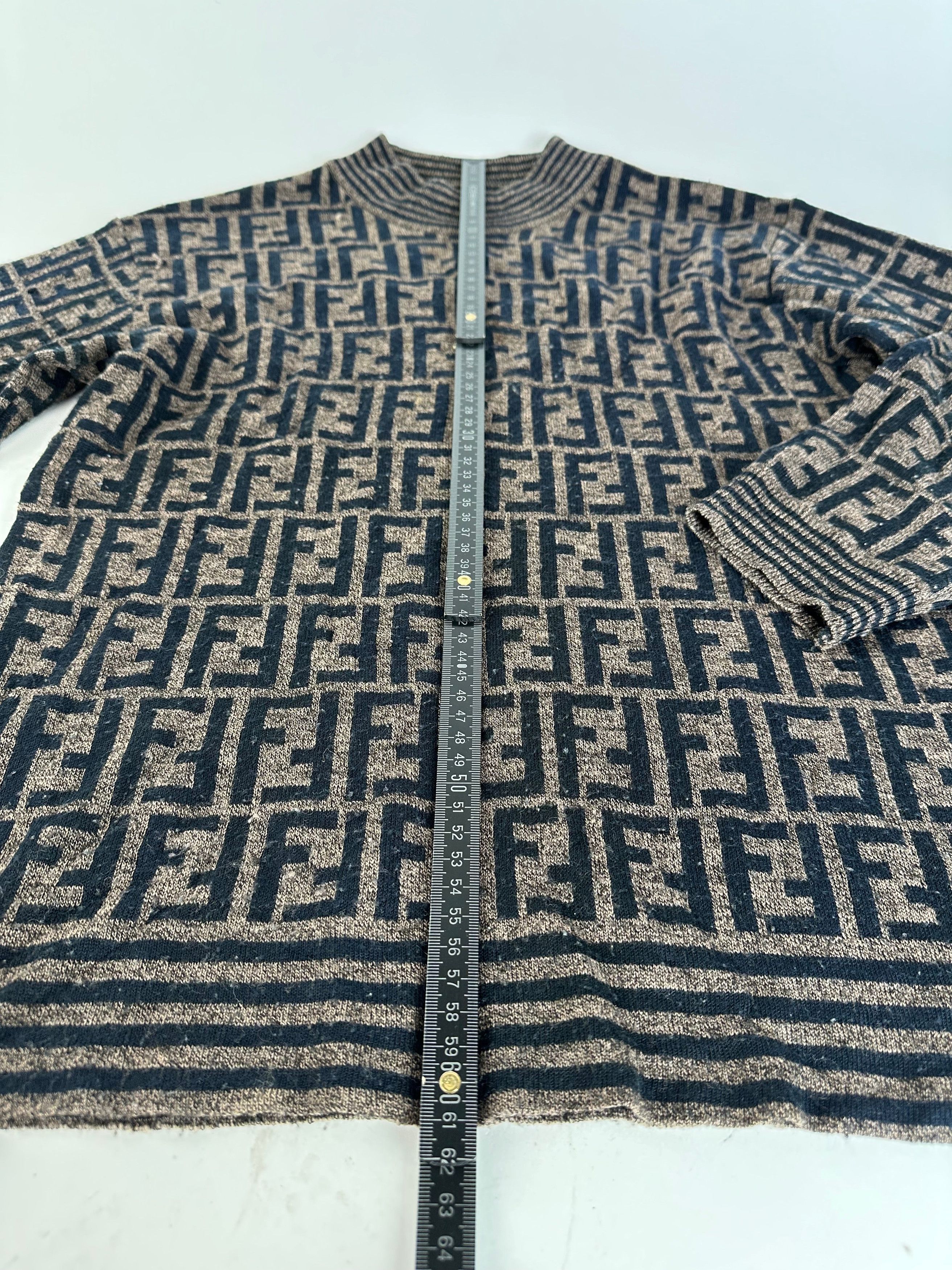 Fendi Iconic FF Monogram Knit Sweater Brown Size M / US 6-8 / IT 42-44 - 9 Thumbnail