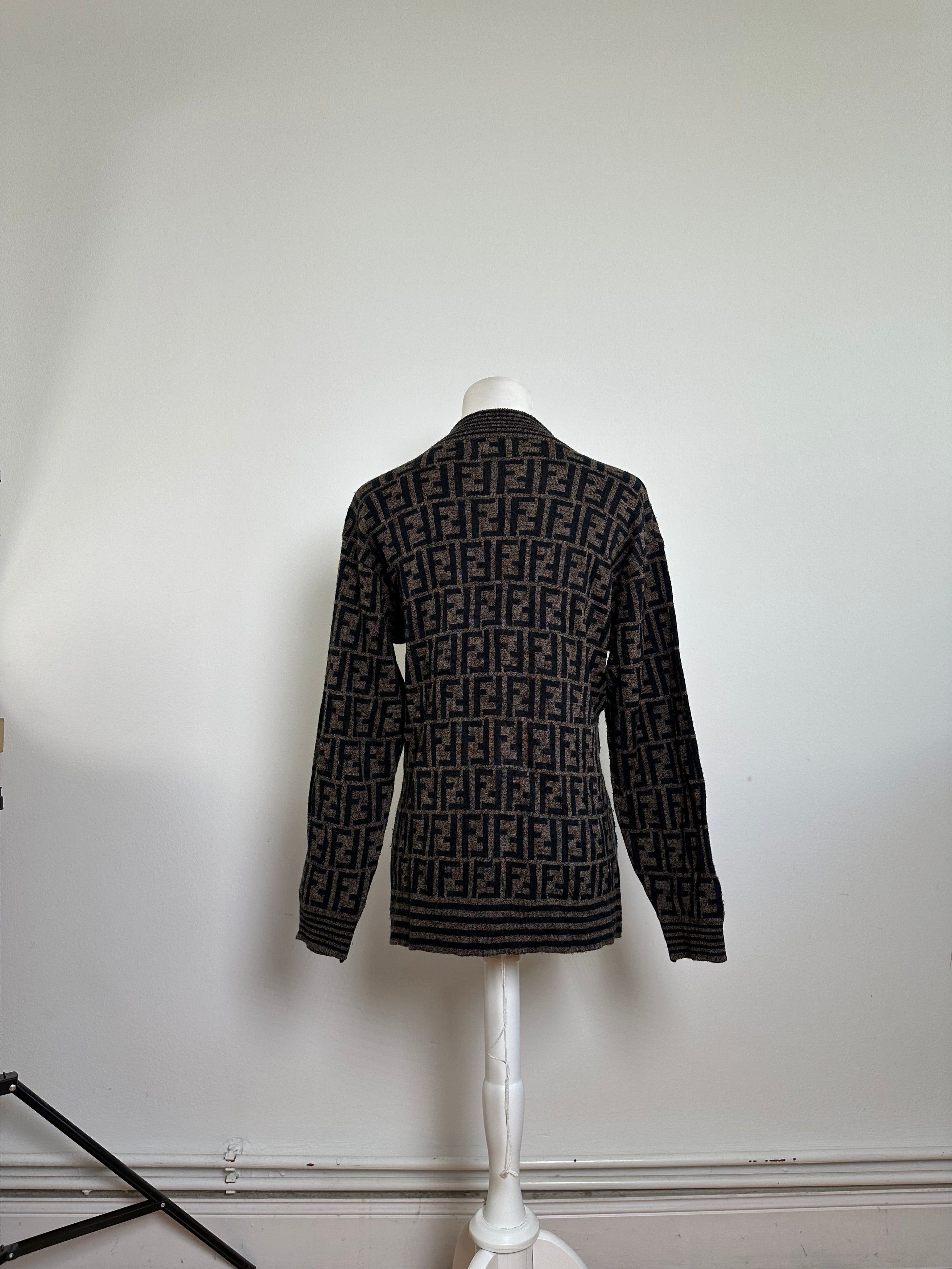 Fendi Iconic FF Monogram Knit Sweater Brown Size M / US 6-8 / IT 42-44 - 13 Thumbnail