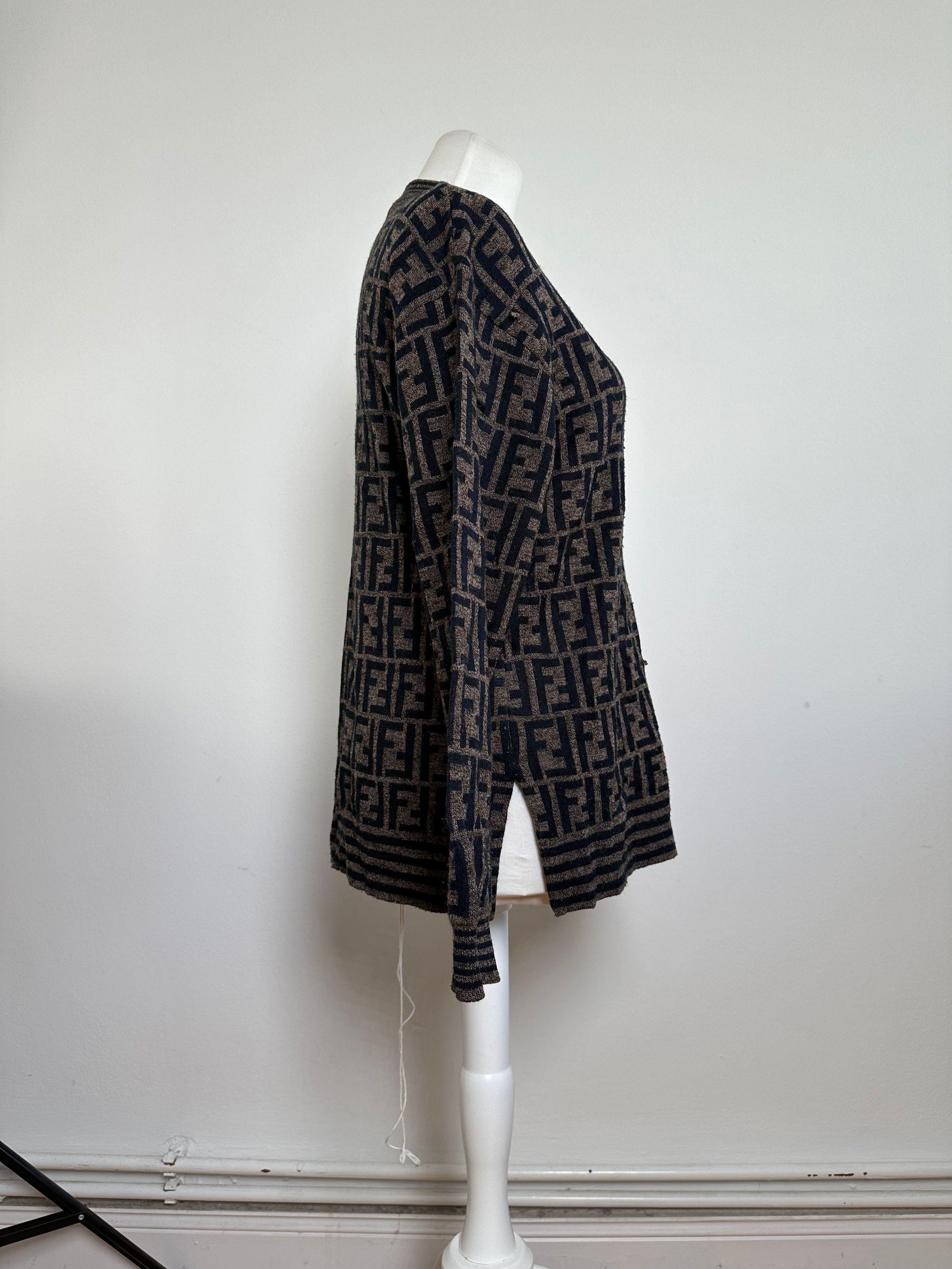 Fendi Iconic FF Monogram Knit Sweater Brown Size M / US 6-8 / IT 42-44 - 6 Thumbnail